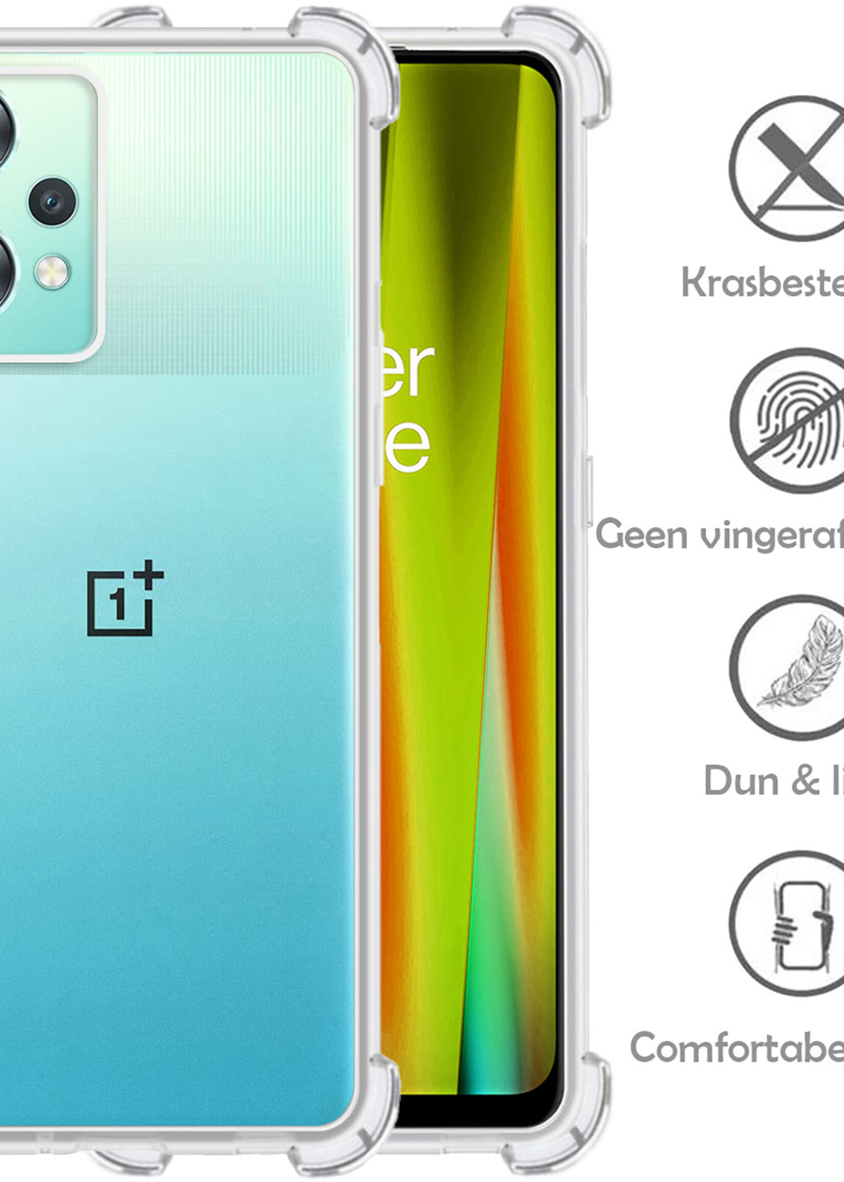 LUQ Hoesje Geschikt voor OnePlus Nord CE 2 Lite Hoesje Shockproof Case Siliconen Met Screenprotector - Hoes Geschikt voor OnePlus Nord CE 2 Lite Hoes Cover Siliconen - Transparant
