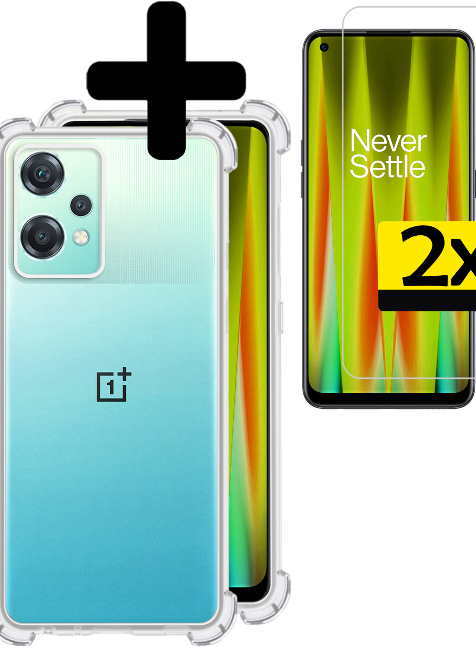 LUQ Hoesje Geschikt voor OnePlus Nord CE 2 Lite Hoesje Shockproof Case Siliconen Met 2x Screenprotector - Hoes Geschikt voor OnePlus Nord CE 2 Lite Hoes Cover Siliconen - Transparant