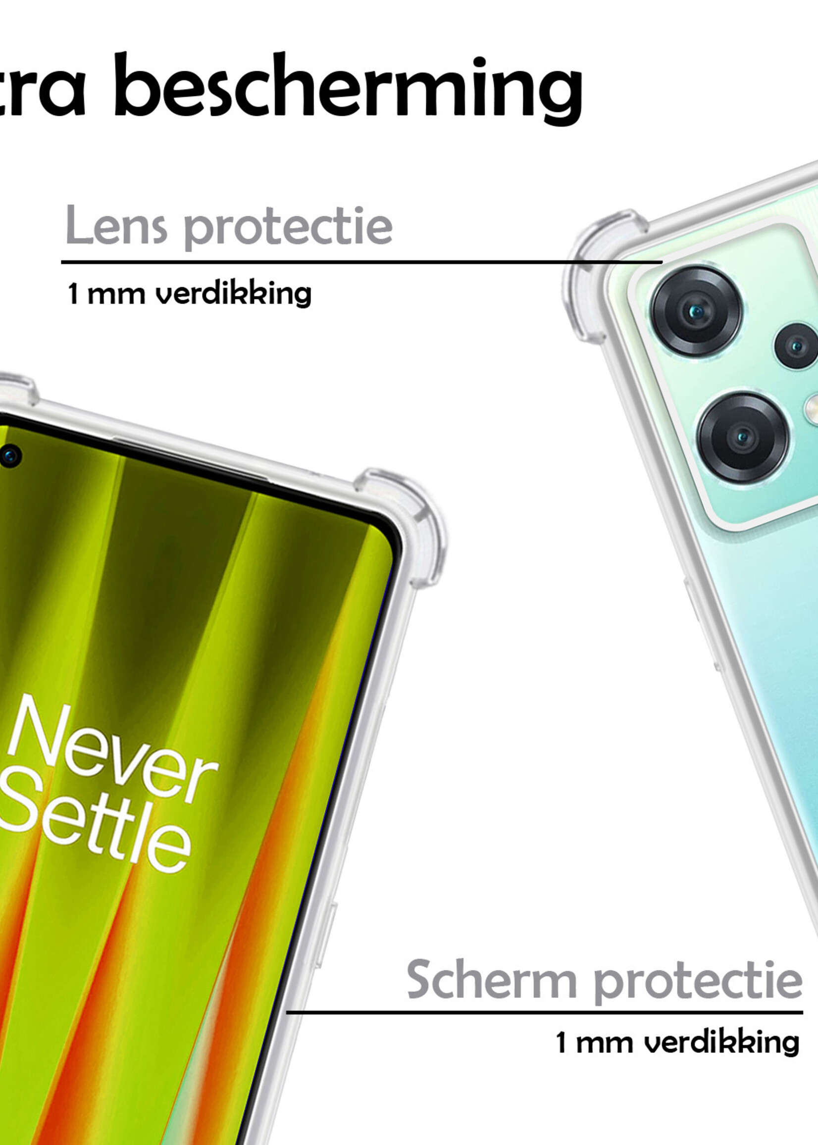 LUQ Hoesje Geschikt voor OnePlus Nord CE 2 Lite Hoesje Shockproof Case Siliconen Met 2x Screenprotector - Hoes Geschikt voor OnePlus Nord CE 2 Lite Hoes Cover Siliconen - Transparant