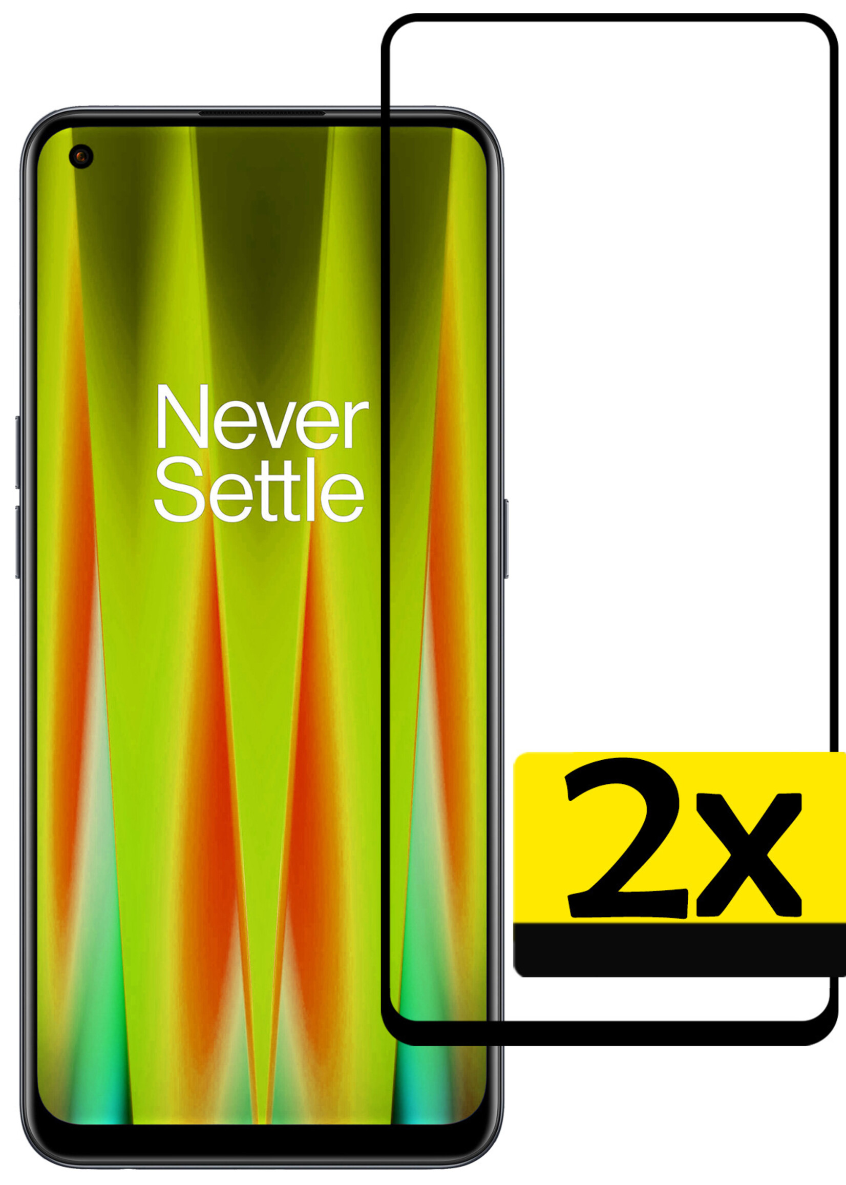 LUQ Screenprotector Geschikt voor OnePlus Nord CE 2 Lite Screenprotector Glas Full Cover - Screenprotector Geschikt voor OnePlus Nord CE 2 Lite Screenprotector Full Cover - 2 Stuks