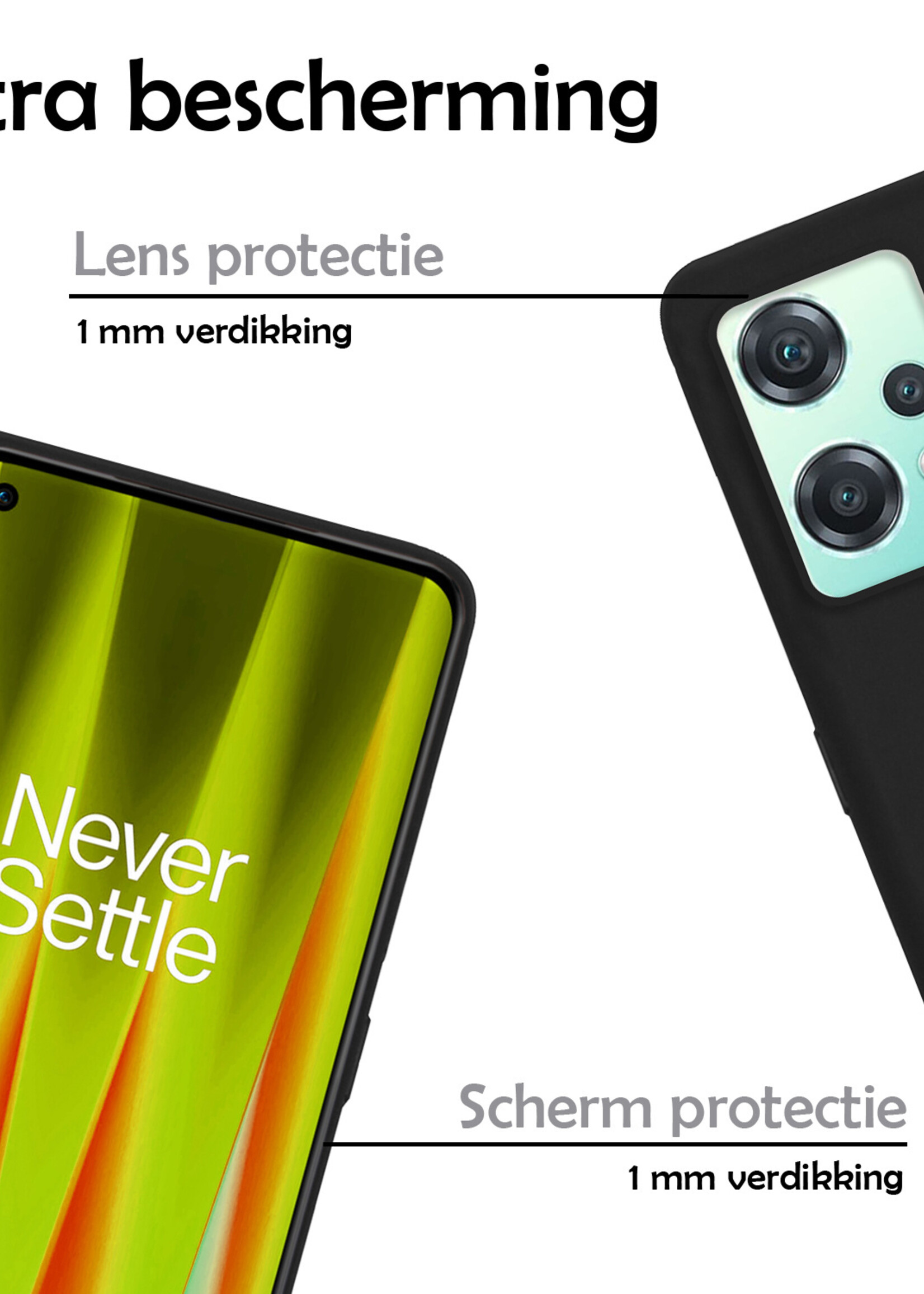 LUQ Hoesje Geschikt voor OnePlus Nord CE 2 Lite Hoesje Siliconen Case - Hoes Geschikt voor OnePlus Nord CE 2 Lite Hoes Siliconen - Zwart - 2 Stuks