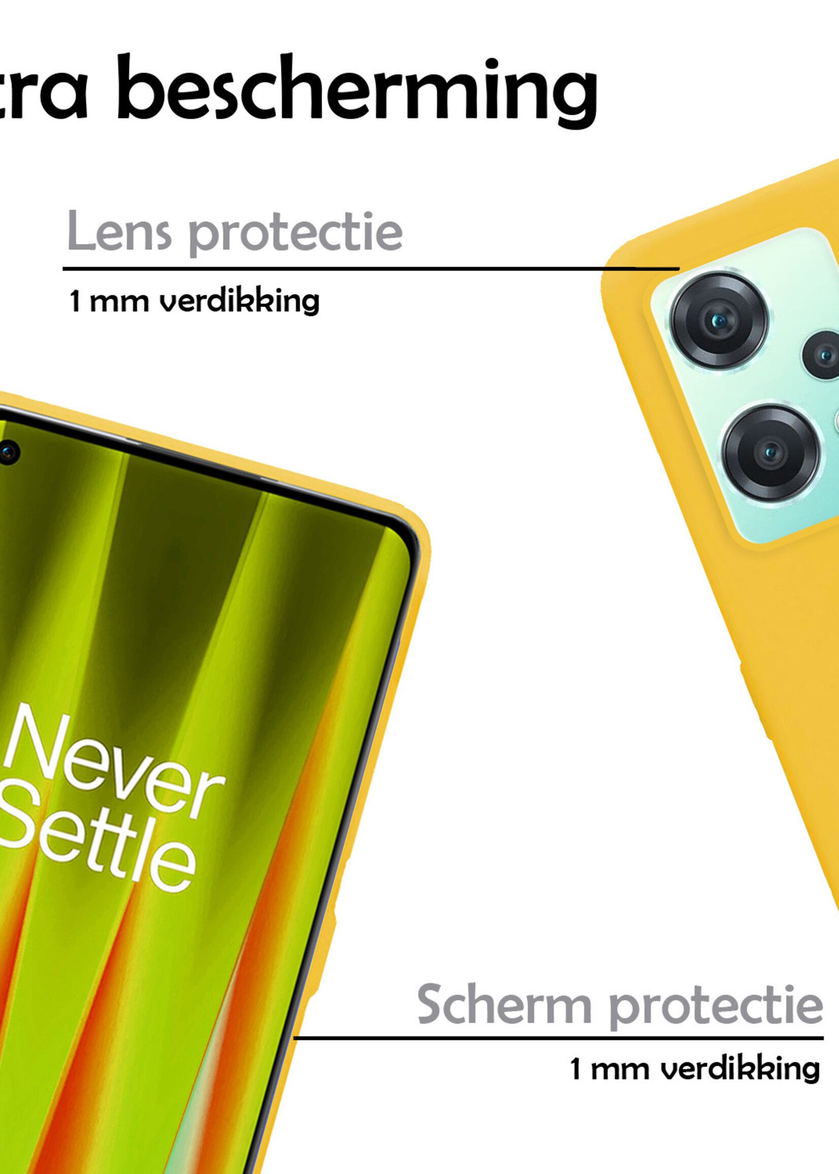 OnePlus Nord CE 2 Lite Hoesje Cover Siliconen Back Case Met Screenprotector - OnePlus Nord CE 2 Lite Hoes - Geel