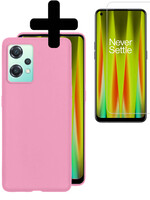 LUQ LUQ OnePlus Nord CE 2 Lite Hoesje Siliconen Met Screenprotector - Lichtroze