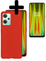 LUQ LUQ OnePlus Nord CE 2 Lite Hoesje Siliconen Met Screenprotector - Rood