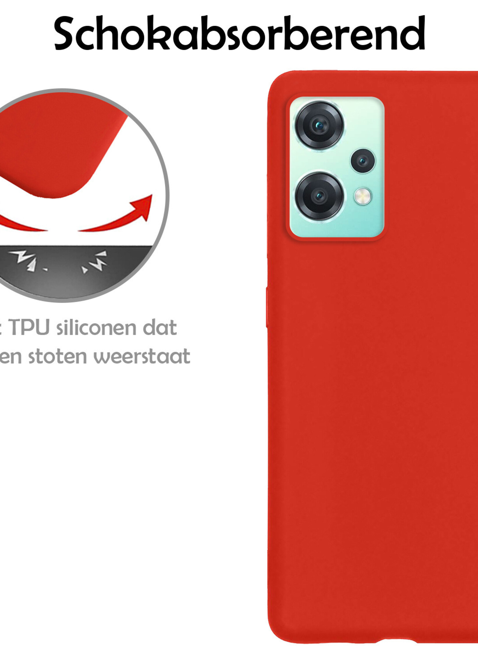LUQ Hoesje Geschikt voor OnePlus Nord CE 2 Lite Hoesje Siliconen Case Met Screenprotector - Hoes Geschikt voor OnePlus Nord CE 2 Lite Hoes Siliconen - Rood