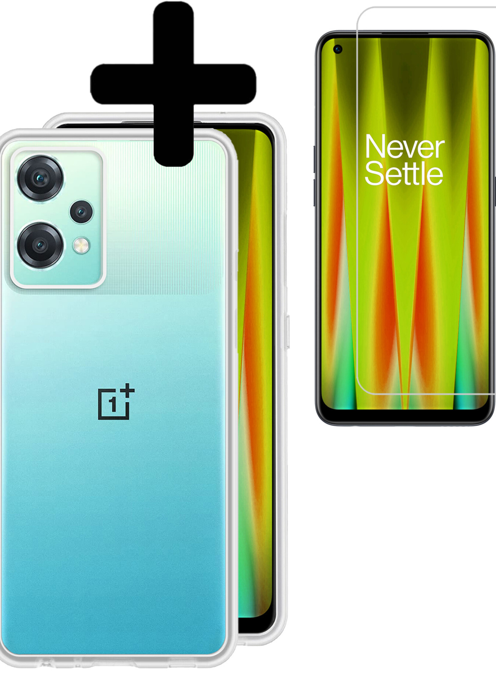 LUQ Hoesje Geschikt voor OnePlus Nord CE 2 Lite Hoesje Siliconen Case Met Screenprotector - Hoes Geschikt voor OnePlus Nord CE 2 Lite Hoes Siliconen - Transparant