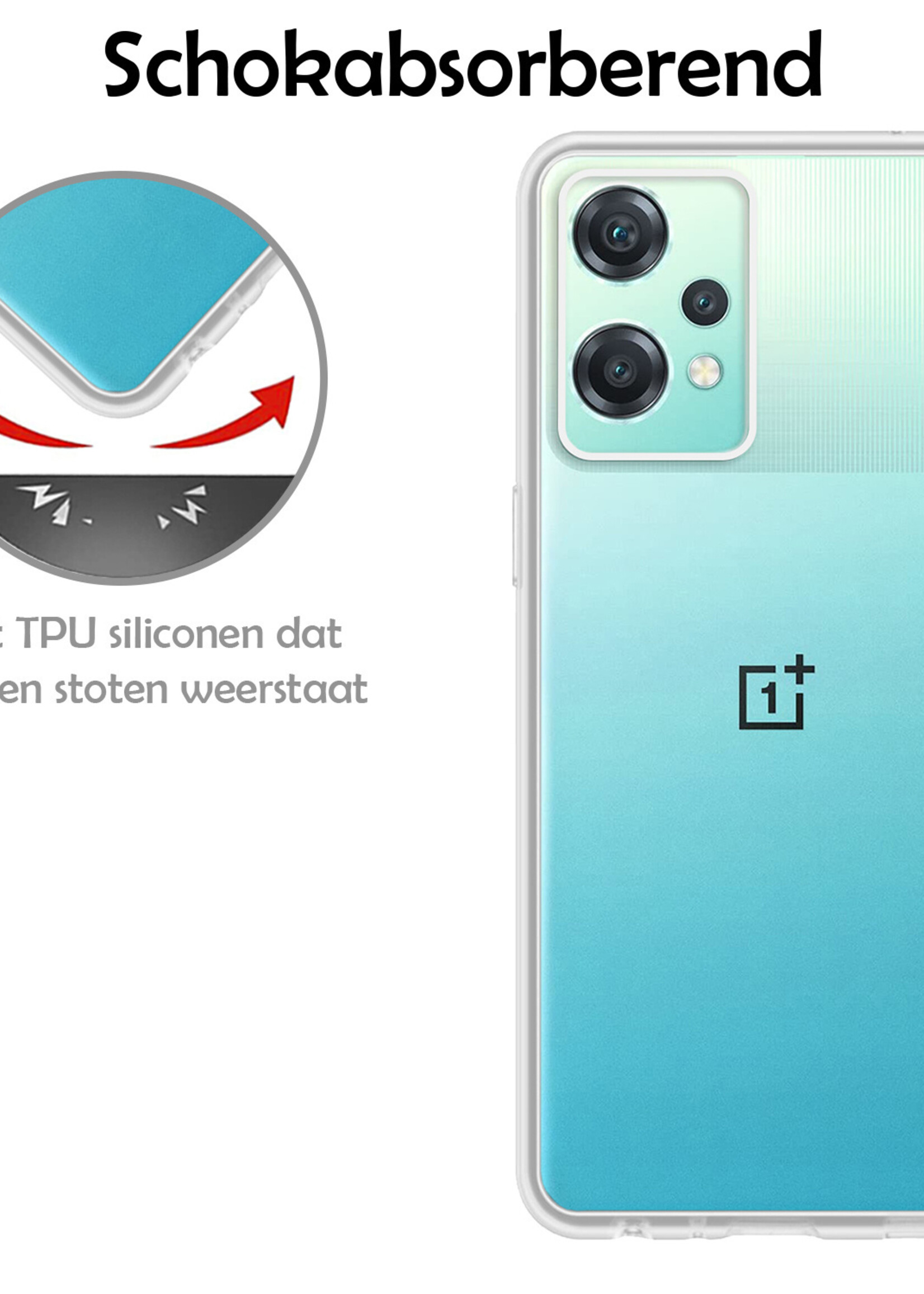 LUQ Hoesje Geschikt voor OnePlus Nord CE 2 Lite Hoesje Siliconen Case Met Screenprotector - Hoes Geschikt voor OnePlus Nord CE 2 Lite Hoes Siliconen - Transparant