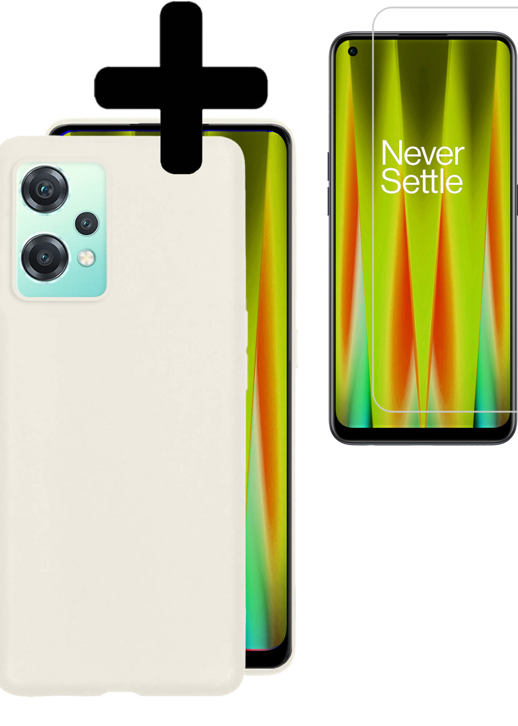 LUQ Hoesje Geschikt voor OnePlus Nord CE 2 Lite Hoesje Siliconen Case Met Screenprotector - Hoes Geschikt voor OnePlus Nord CE 2 Lite Hoes Siliconen - Wit
