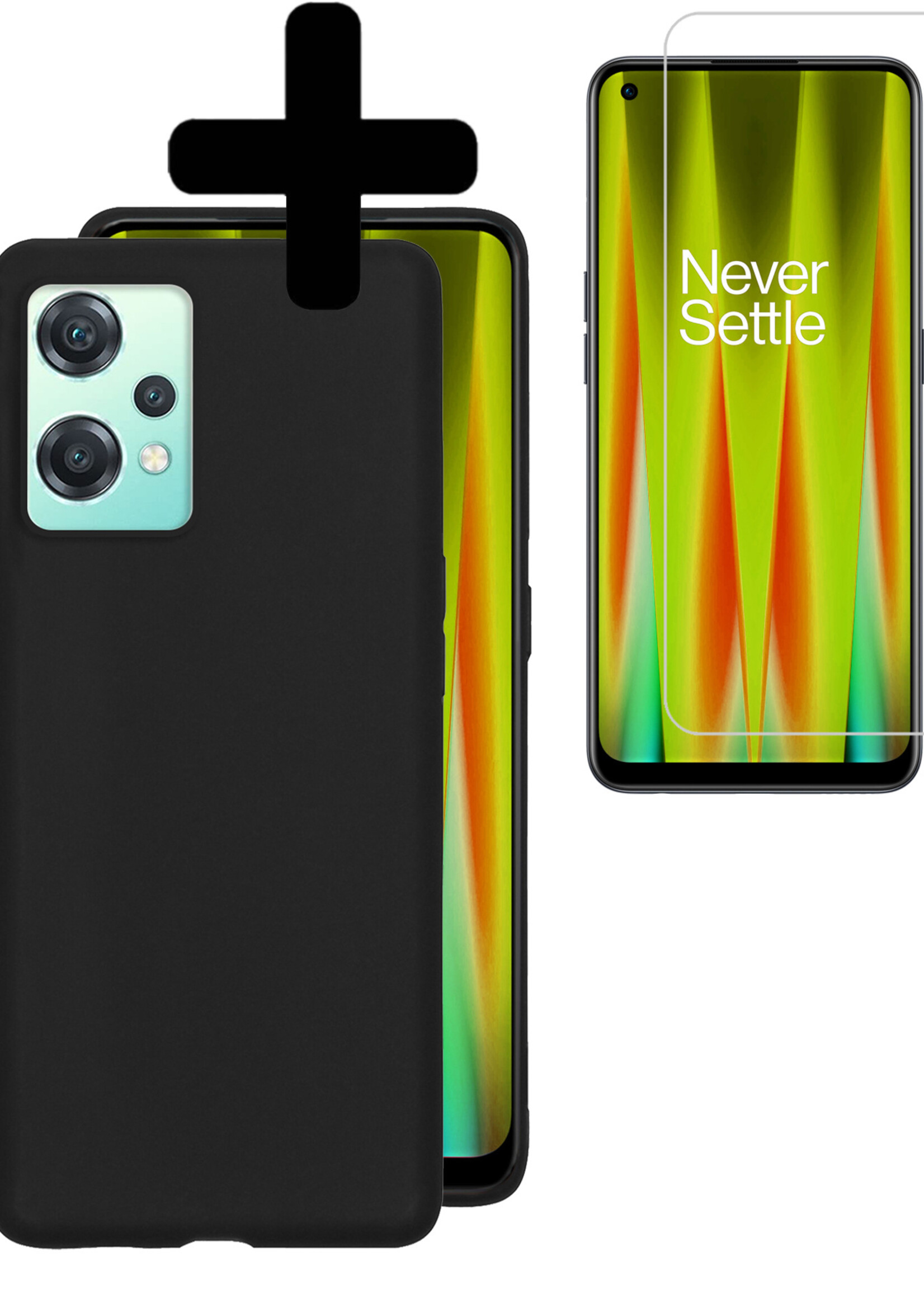 LUQ Hoesje Geschikt voor OnePlus Nord CE 2 Lite Hoesje Siliconen Case Met Screenprotector - Hoes Geschikt voor OnePlus Nord CE 2 Lite Hoes Siliconen - Zwart