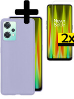 LUQ LUQ OnePlus Nord CE 2 Lite Hoesje Siliconen Met 2x Screenprotector - Lila