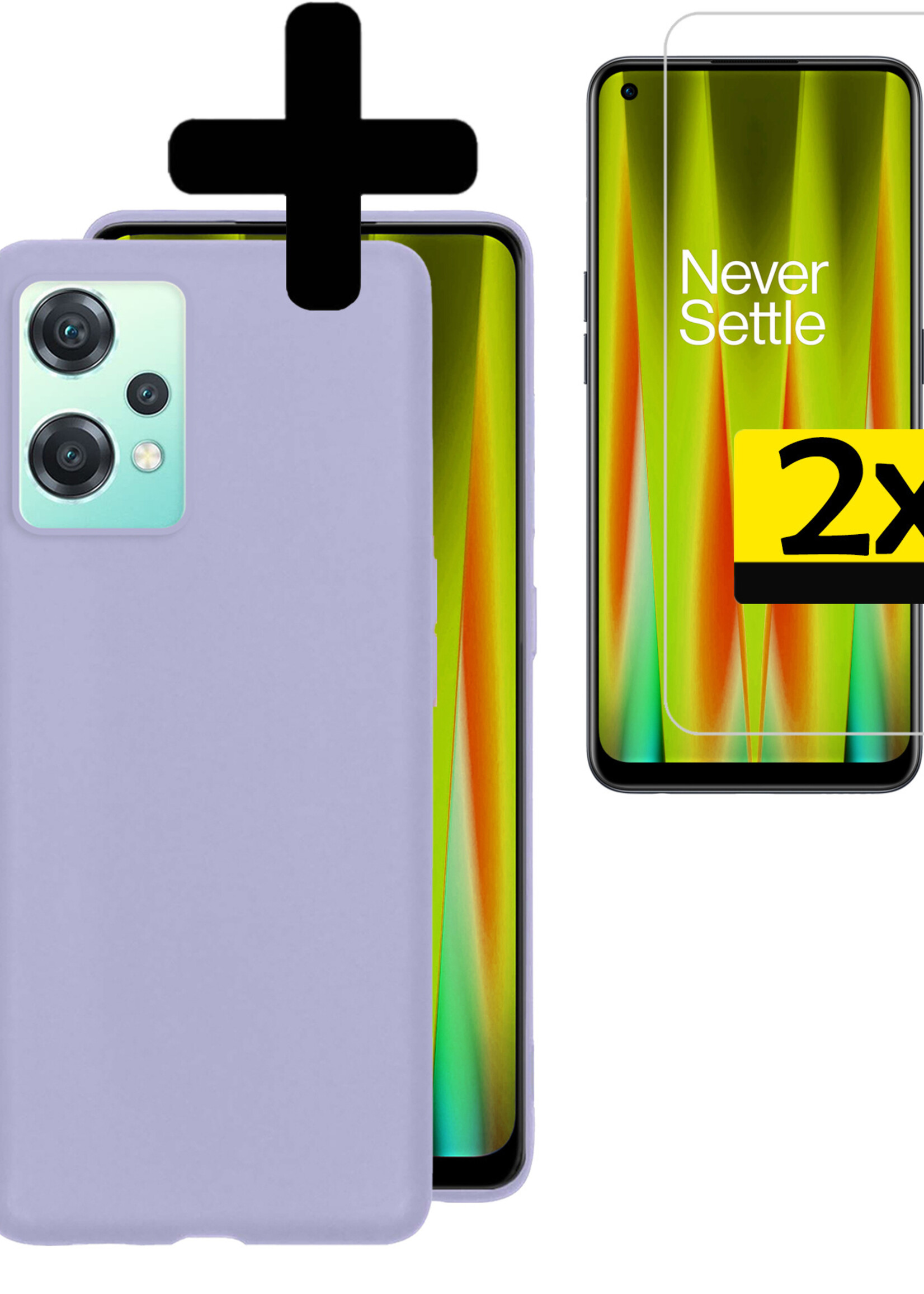 LUQ Hoesje Geschikt voor OnePlus Nord CE 2 Lite Hoesje Siliconen Case Met 2x Screenprotector - Hoes Geschikt voor OnePlus Nord CE 2 Lite Hoes Siliconen - Lila