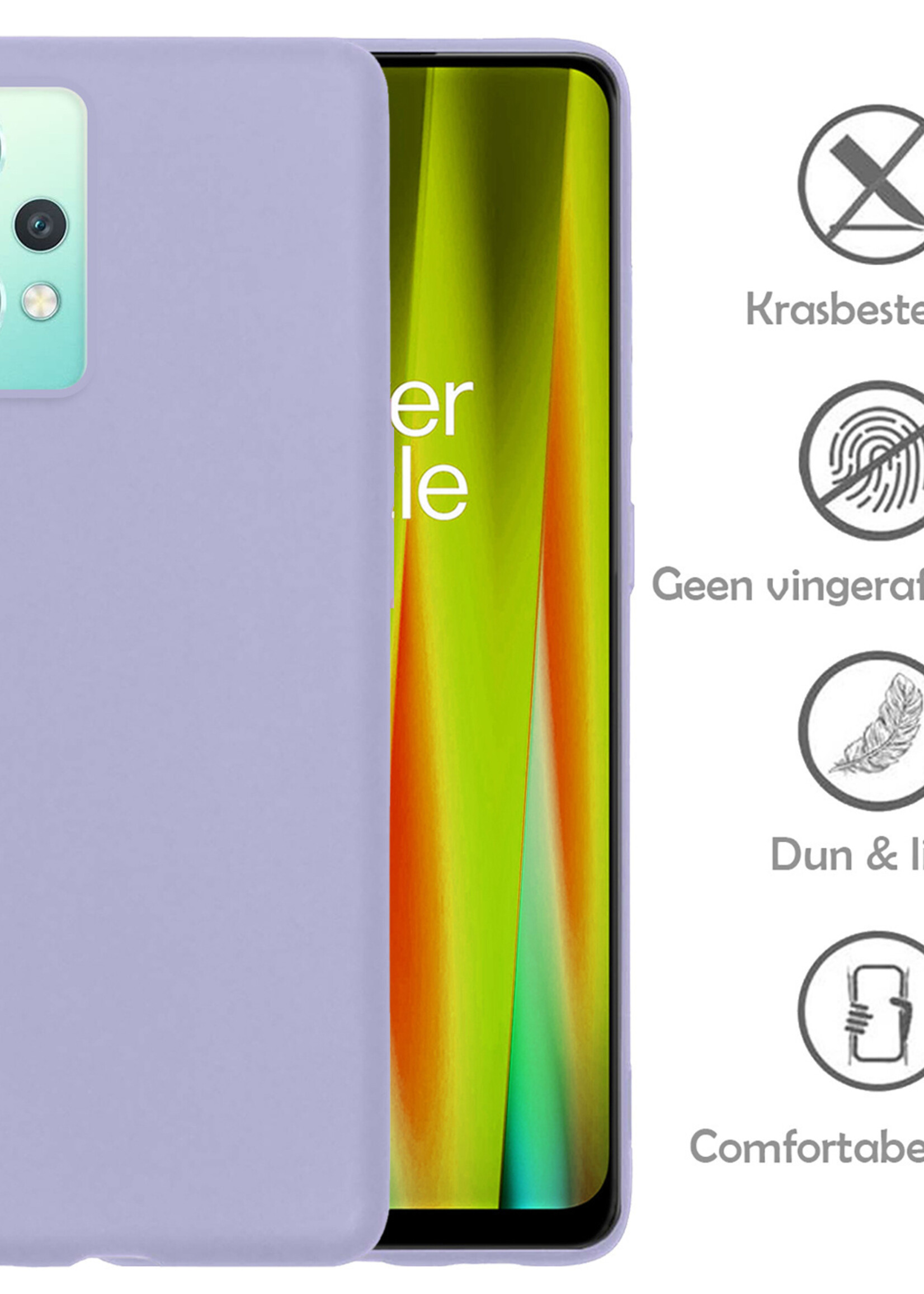 LUQ Hoesje Geschikt voor OnePlus Nord CE 2 Lite Hoesje Siliconen Case Met 2x Screenprotector - Hoes Geschikt voor OnePlus Nord CE 2 Lite Hoes Siliconen - Lila