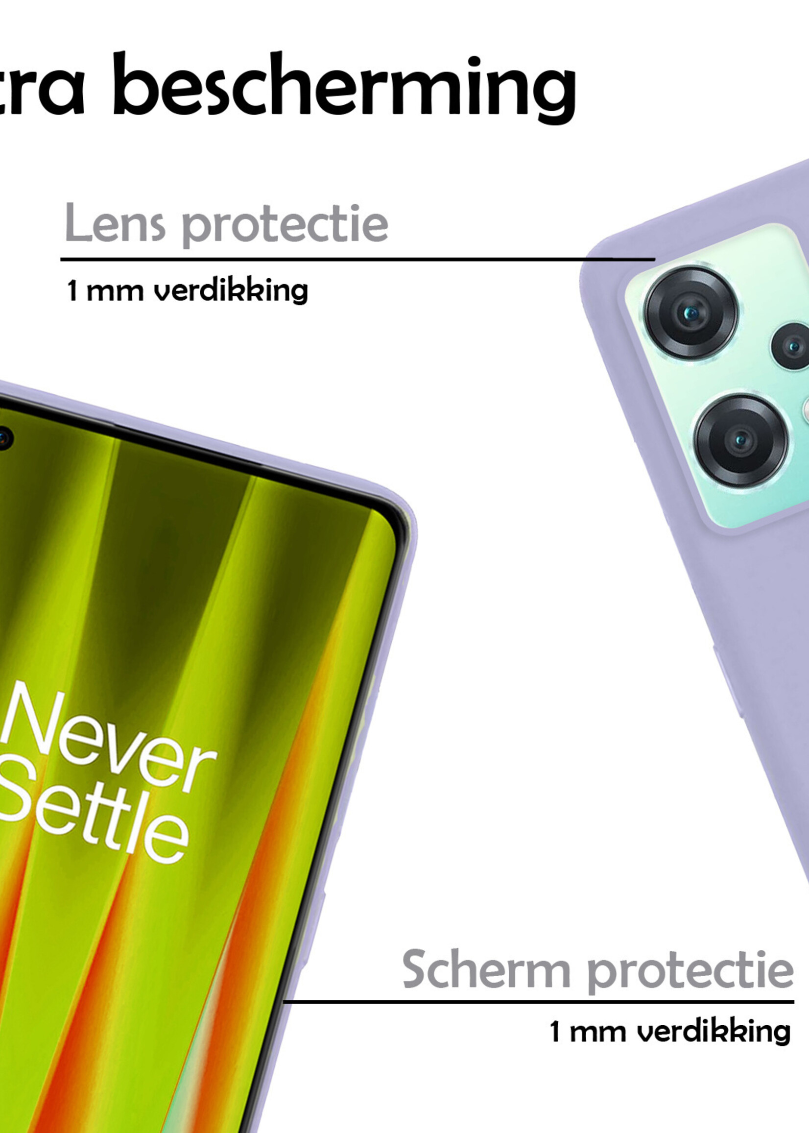 LUQ Hoesje Geschikt voor OnePlus Nord CE 2 Lite Hoesje Siliconen Case Met 2x Screenprotector - Hoes Geschikt voor OnePlus Nord CE 2 Lite Hoes Siliconen - Lila