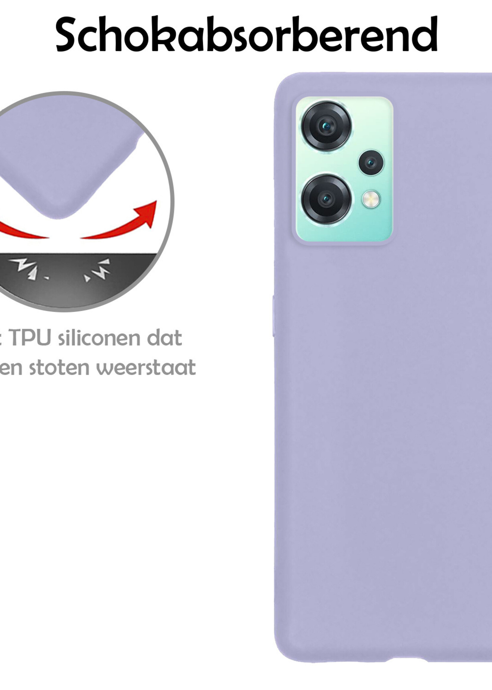 LUQ Hoesje Geschikt voor OnePlus Nord CE 2 Lite Hoesje Siliconen Case Met 2x Screenprotector - Hoes Geschikt voor OnePlus Nord CE 2 Lite Hoes Siliconen - Lila