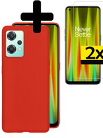 LUQ LUQ OnePlus Nord CE 2 Lite Hoesje Siliconen Met 2x Screenprotector - Rood