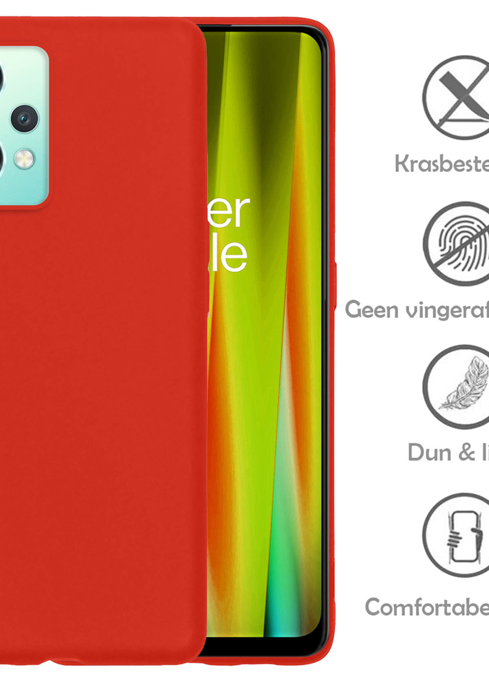 LUQ Hoesje Geschikt voor OnePlus Nord CE 2 Lite Hoesje Siliconen Case Met 2x Screenprotector - Hoes Geschikt voor OnePlus Nord CE 2 Lite Hoes Siliconen - Rood