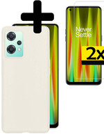 LUQ LUQ OnePlus Nord CE 2 Lite Hoesje Siliconen Met 2x Screenprotector - Wit