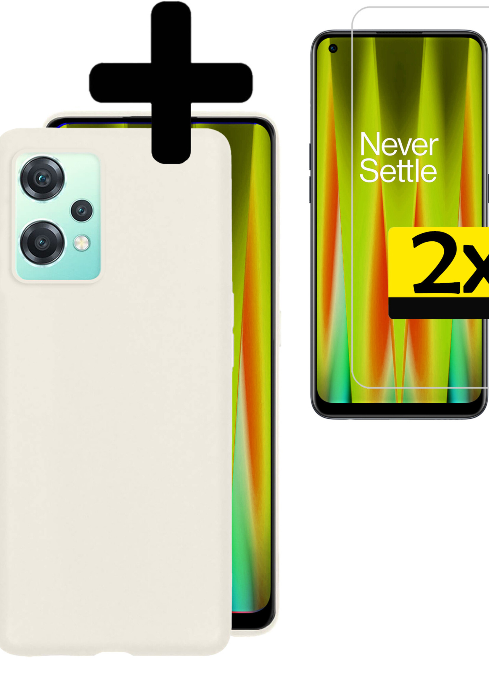 LUQ Hoesje Geschikt voor OnePlus Nord CE 2 Lite Hoesje Siliconen Case Met 2x Screenprotector - Hoes Geschikt voor OnePlus Nord CE 2 Lite Hoes Siliconen - Wit