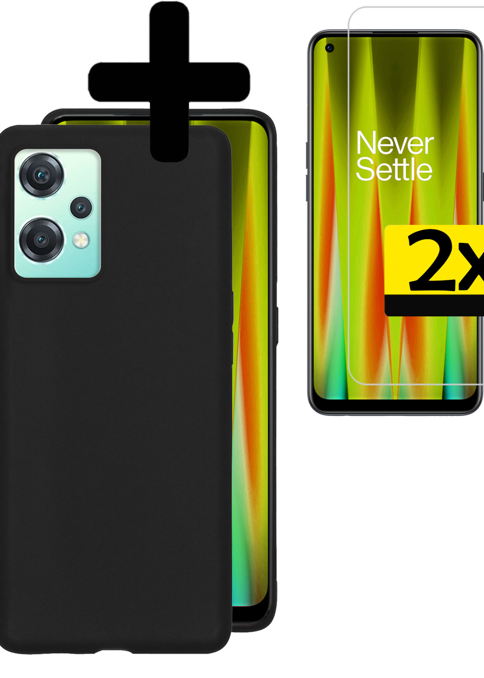 LUQ Hoesje Geschikt voor OnePlus Nord CE 2 Lite Hoesje Siliconen Case Met 2x Screenprotector - Hoes Geschikt voor OnePlus Nord CE 2 Lite Hoes Siliconen - Zwart
