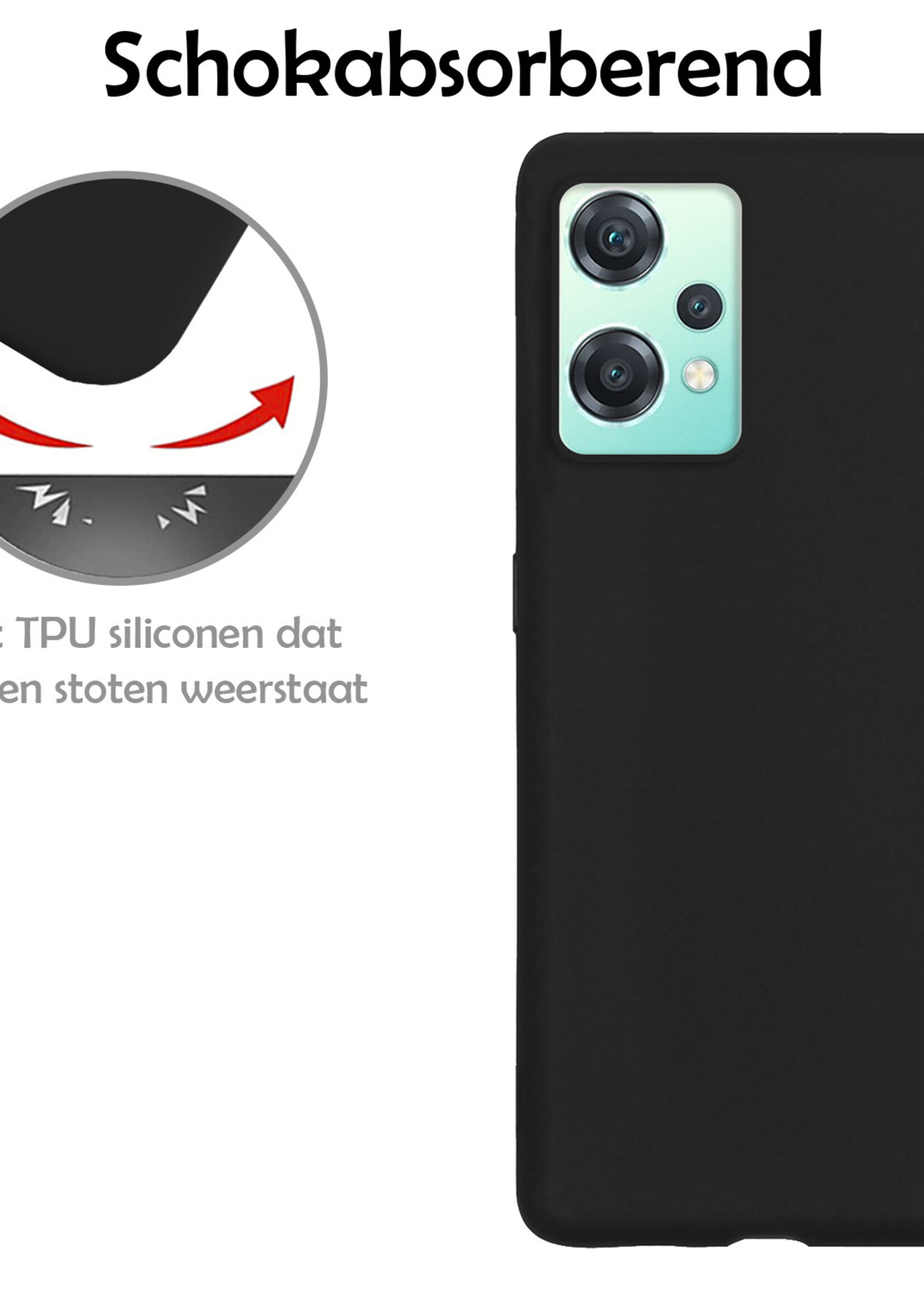 LUQ Hoesje Geschikt voor OnePlus Nord CE 2 Lite Hoesje Siliconen Case Met 2x Screenprotector - Hoes Geschikt voor OnePlus Nord CE 2 Lite Hoes Siliconen - Zwart