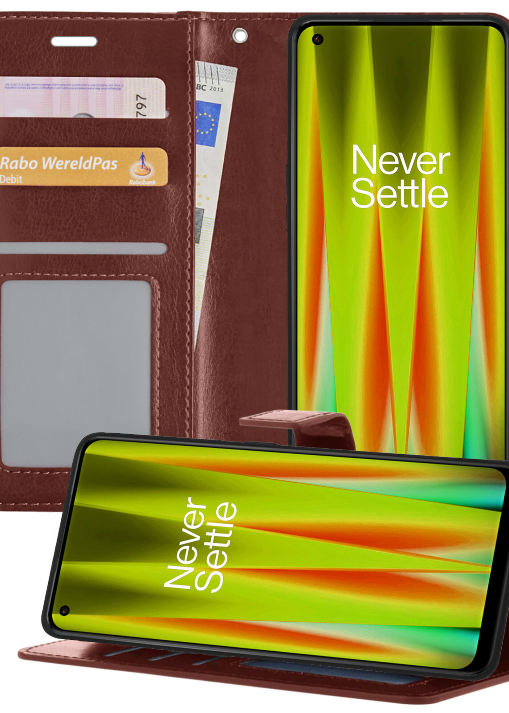 LUQ Hoesje Geschikt voor OnePlus Nord CE 2 Lite Hoesje Book Case Hoes Wallet Cover - Hoes Geschikt voor OnePlus Nord CE 2 Lite Hoesje Bookcase Hoes - Bruin