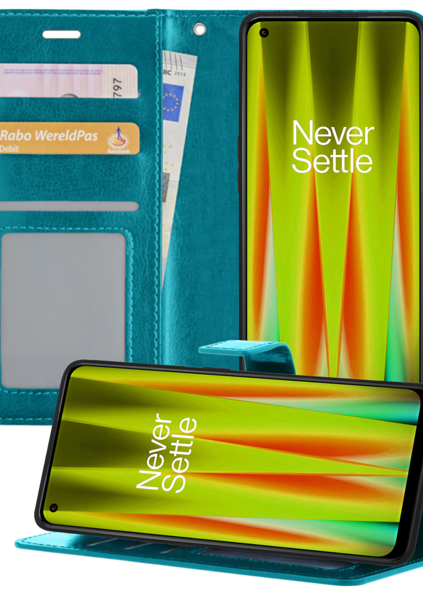 LUQ Hoesje Geschikt voor OnePlus Nord CE 2 Lite Hoesje Book Case Hoes Wallet Cover - Hoes Geschikt voor OnePlus Nord CE 2 Lite Hoesje Bookcase Hoes - Turquoise