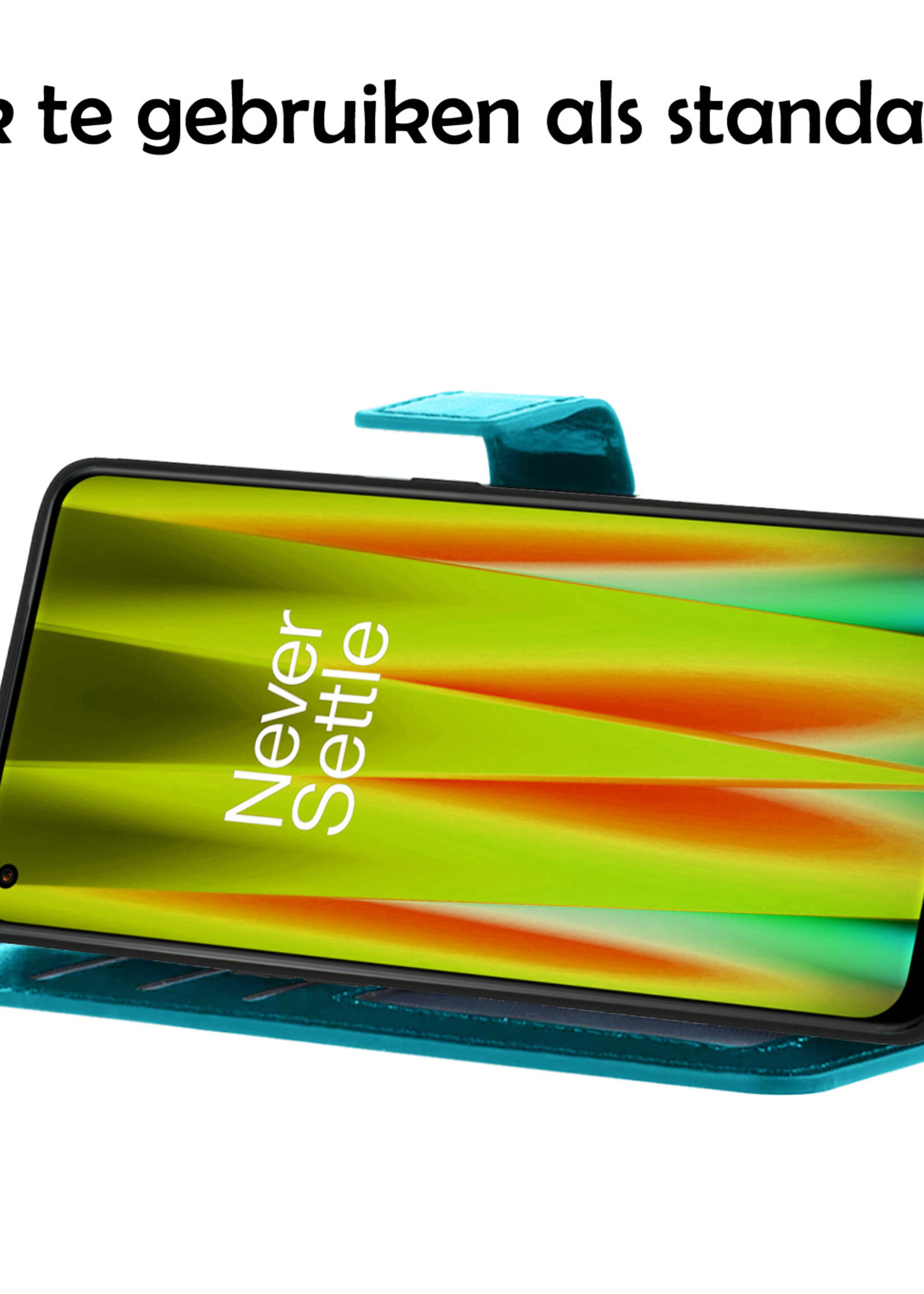 LUQ Hoesje Geschikt voor OnePlus Nord CE 2 Lite Hoesje Book Case Hoes Wallet Cover - Hoes Geschikt voor OnePlus Nord CE 2 Lite Hoesje Bookcase Hoes - Turquoise