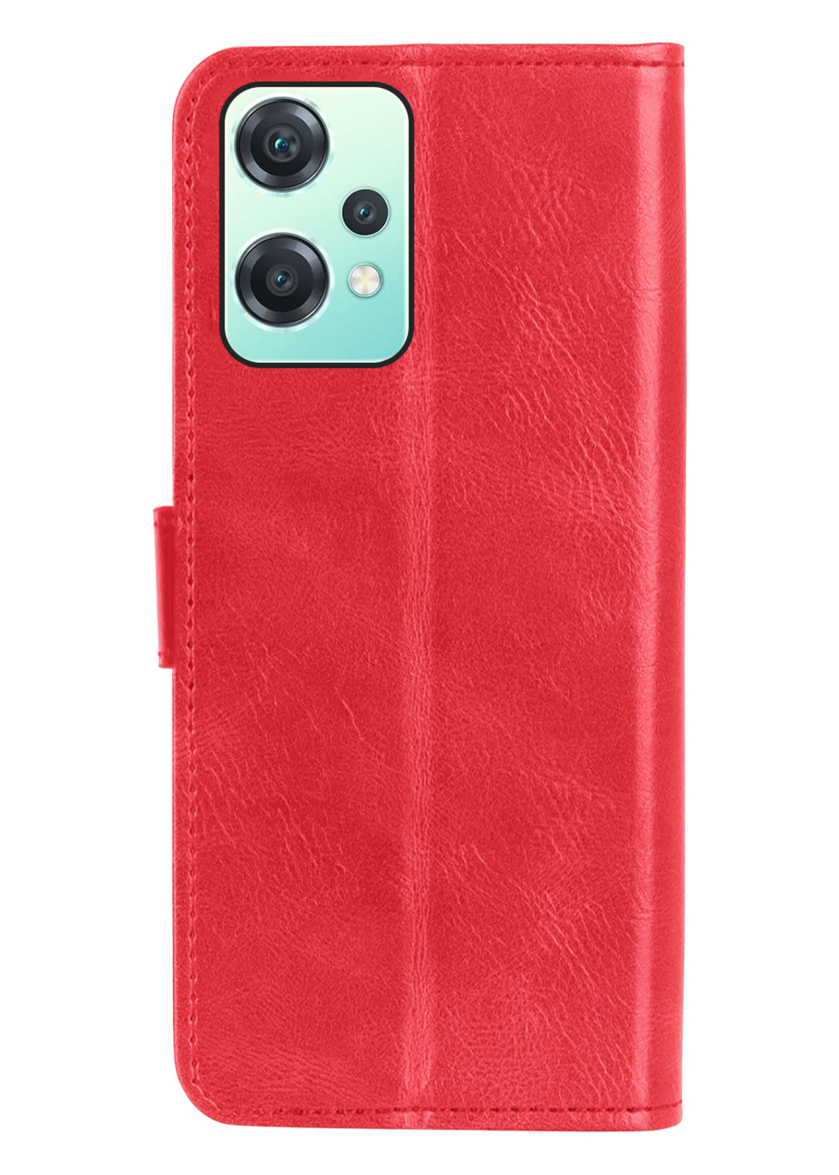 LUQ Hoesje Geschikt voor OnePlus Nord CE 2 Lite Hoesje Book Case Hoes Wallet Cover Met Screenprotector - Hoes Geschikt voor OnePlus Nord CE 2 Lite Hoesje Bookcase Hoes - Rood