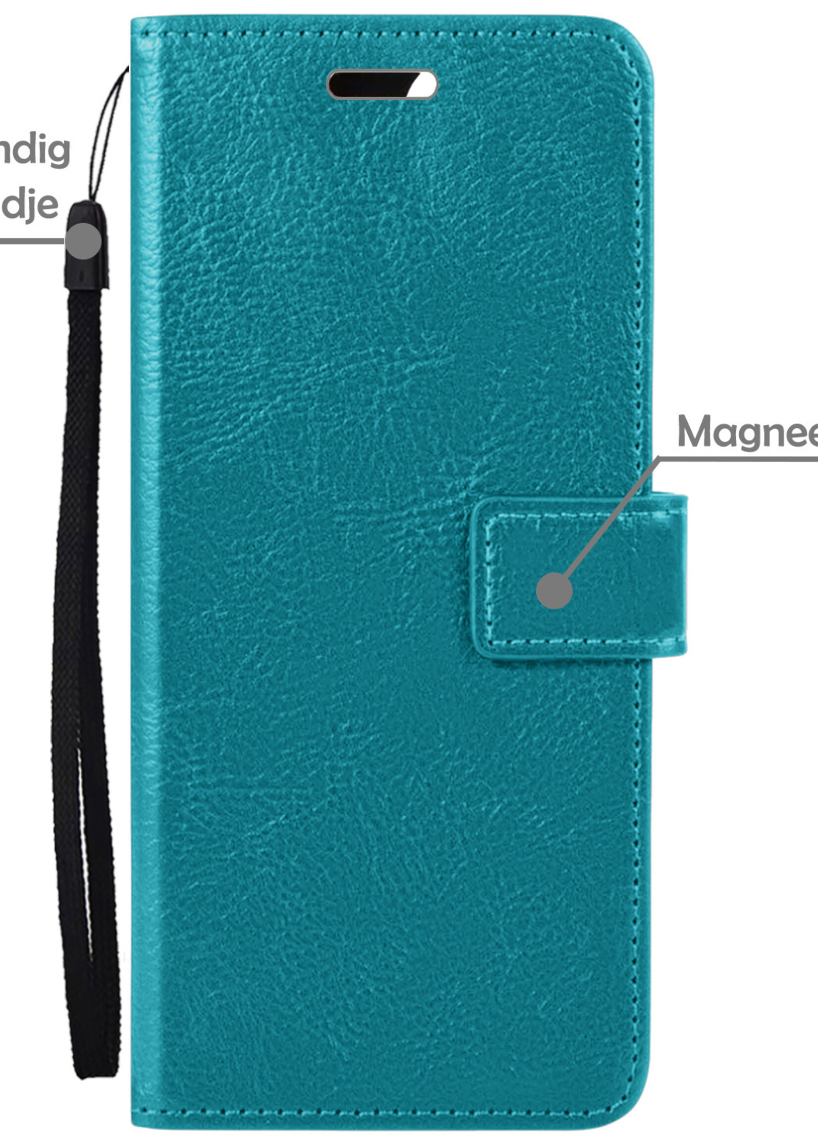 Hoesje Geschikt voor OnePlus Nord CE 2 Lite Hoesje Book Case Hoes Wallet Cover Met Screenprotector - Hoes Geschikt voor OnePlus Nord CE 2 Lite Hoesje Bookcase Hoes - Turquoise
