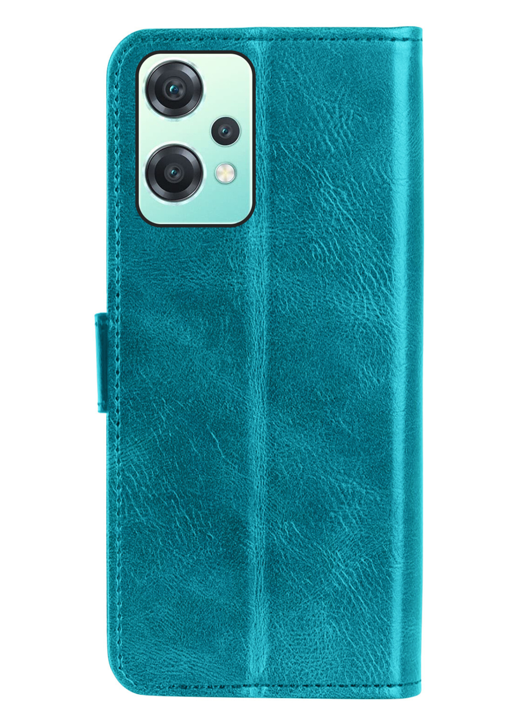 Hoesje Geschikt voor OnePlus Nord CE 2 Lite Hoesje Book Case Hoes Wallet Cover Met Screenprotector - Hoes Geschikt voor OnePlus Nord CE 2 Lite Hoesje Bookcase Hoes - Turquoise