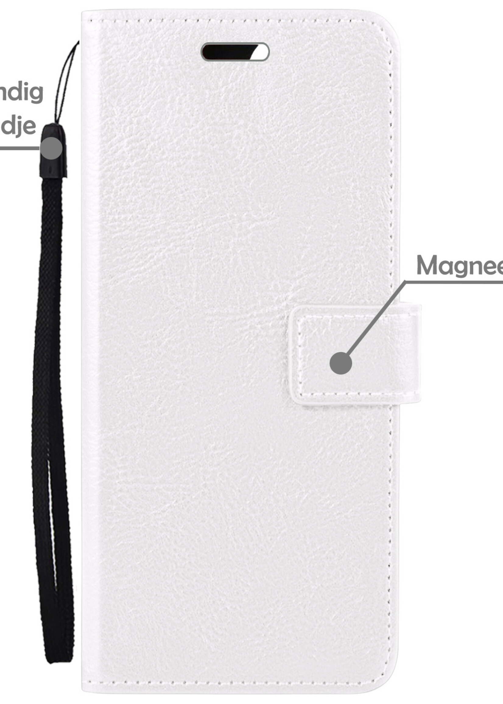 Hoesje Geschikt voor OnePlus Nord CE 2 Lite Hoesje Book Case Hoes Wallet Cover Met Screenprotector - Hoes Geschikt voor OnePlus Nord CE 2 Lite Hoesje Bookcase Hoes - Wit