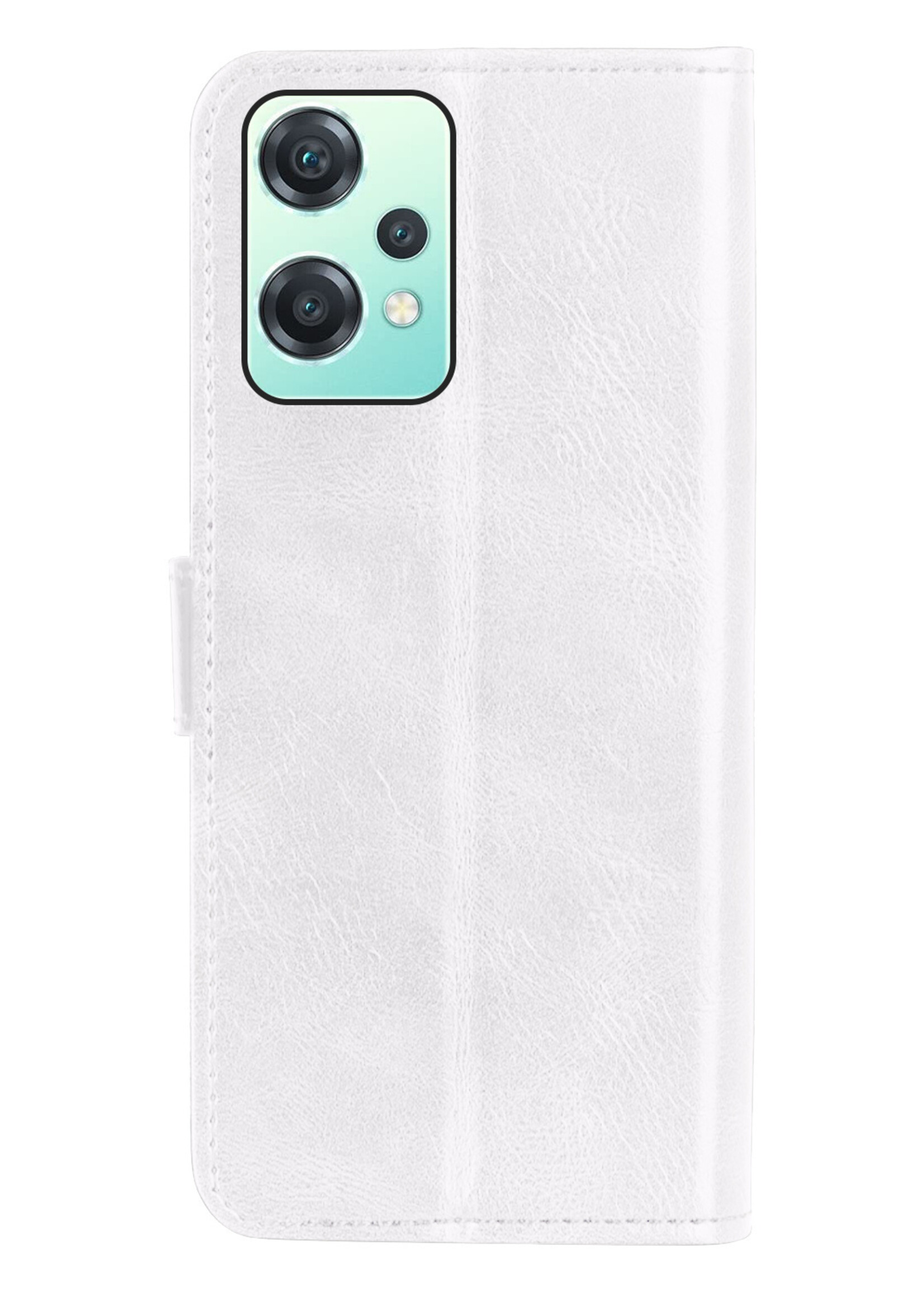 Hoesje Geschikt voor OnePlus Nord CE 2 Lite Hoesje Book Case Hoes Wallet Cover Met 2x Screenprotector - Hoes Geschikt voor OnePlus Nord CE 2 Lite Hoesje Bookcase Hoes - Wit