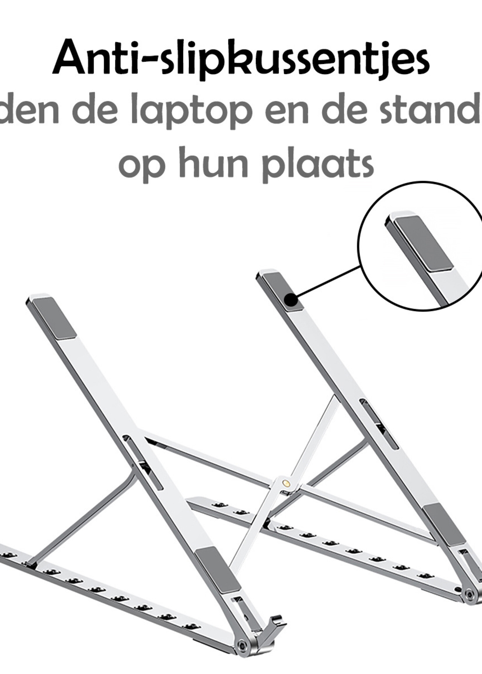LUQ Laptop Stand Aluminium Standaard Opvouwbaar - Laptop Standaard Verstelbaar Ergonomisch - Zilver â€“ 2 Stuks
