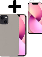 LUQ LUQ iPhone 13 Pro Hoesje Siliconen Met Screenprotector - Grijs