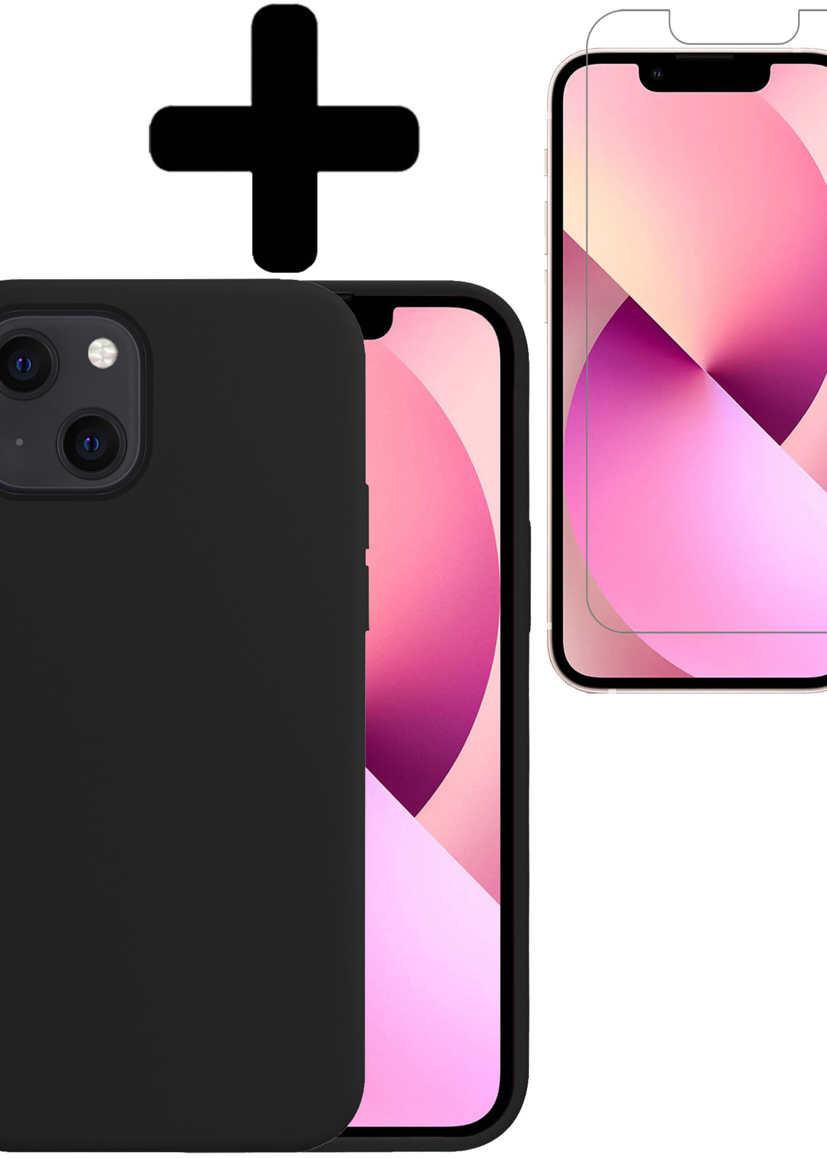 LUQ Hoesje Geschikt voor iPhone 13 Pro Hoesje Siliconen Case Met Screenprotector - Hoes Geschikt voor iPhone 13 Pro Hoes Siliconen - Zwart