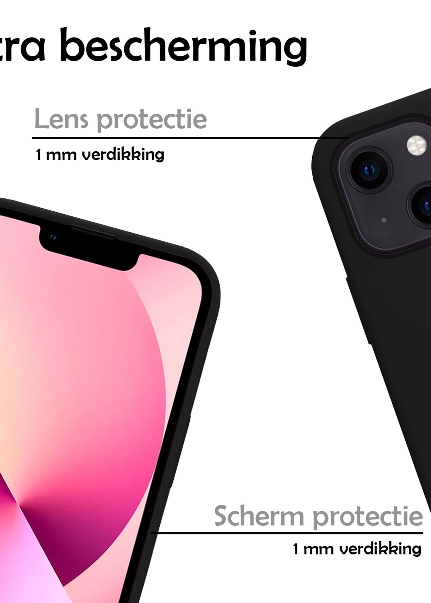 LUQ Hoesje Geschikt voor iPhone 13 Pro Hoesje Siliconen Case Met Screenprotector - Hoes Geschikt voor iPhone 13 Pro Hoes Siliconen - Zwart