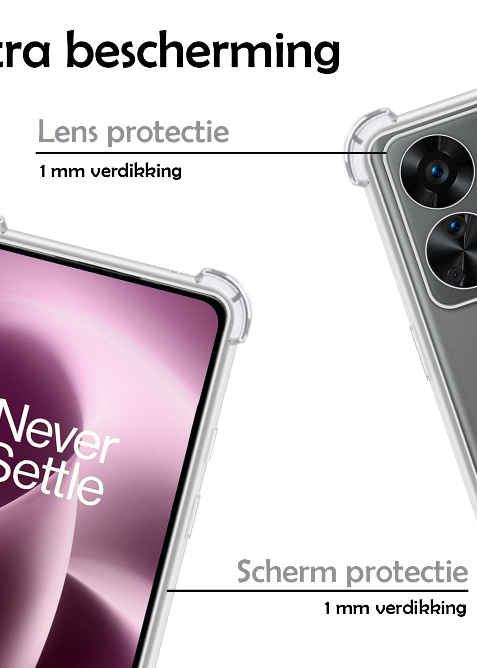 LUQ Hoesje Geschikt voor OnePlus Nord 2T Hoesje Shockproof Case Siliconen - Hoes Geschikt voor OnePlus Nord 2T Hoes Cover Siliconen - Transparant