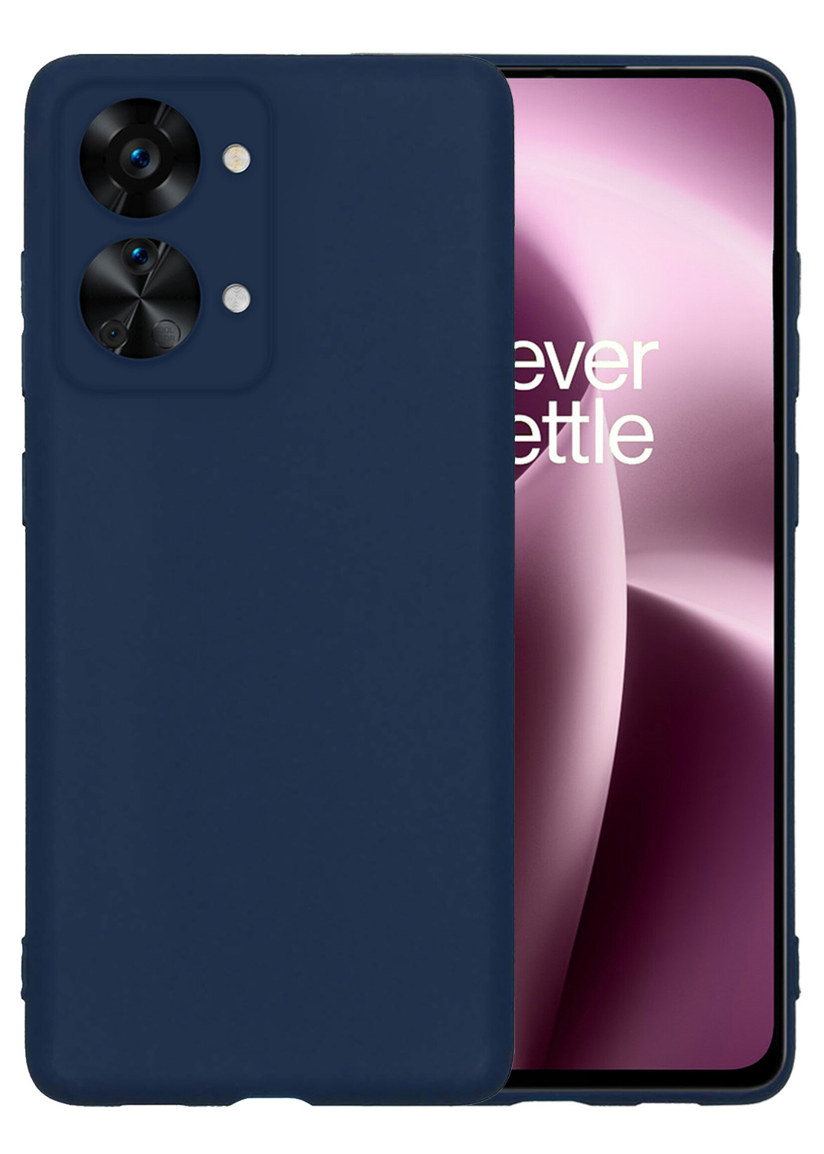 LUQ Hoesje Geschikt voor OnePlus Nord 2T Hoesje Siliconen Case - Hoes Geschikt voor OnePlus Nord 2T Hoes Siliconen - Donkerblauw