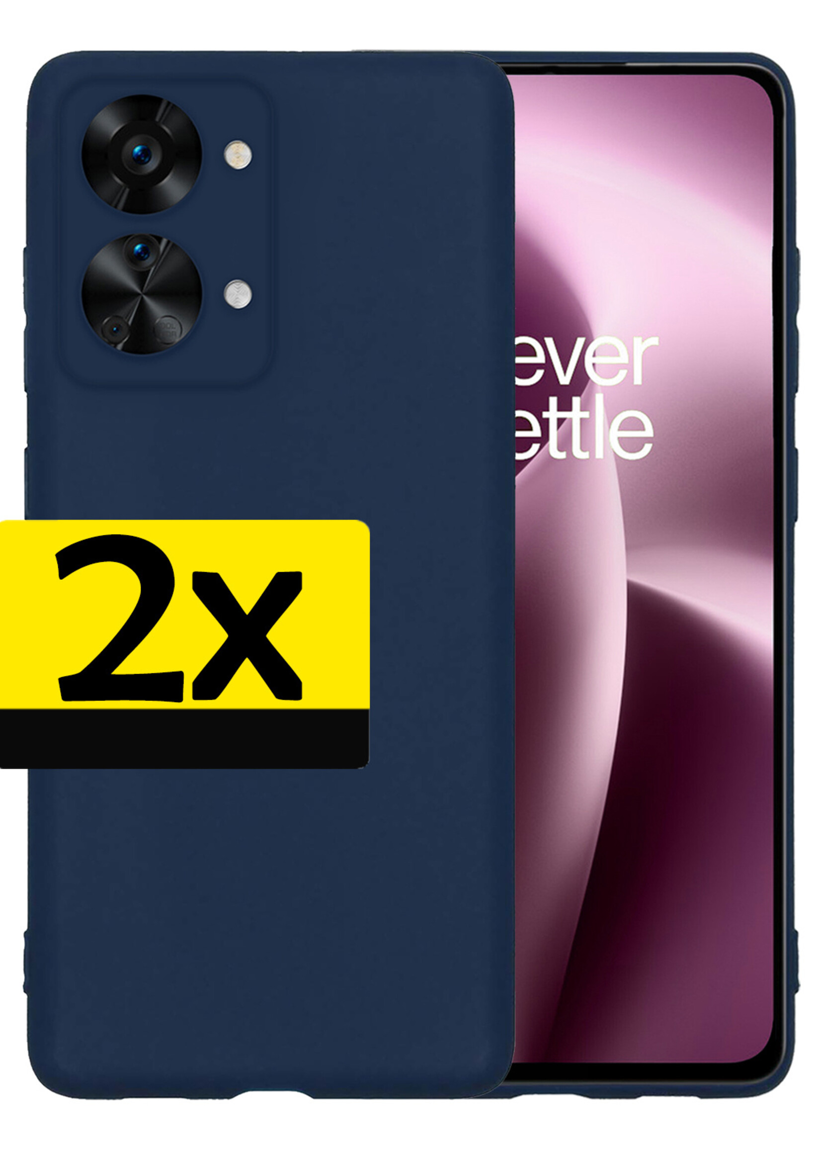LUQ Hoesje Geschikt voor OnePlus Nord 2T Hoesje Siliconen Case - Hoes Geschikt voor OnePlus Nord 2T Hoes Siliconen - Donkerblauw - 2 Stuks