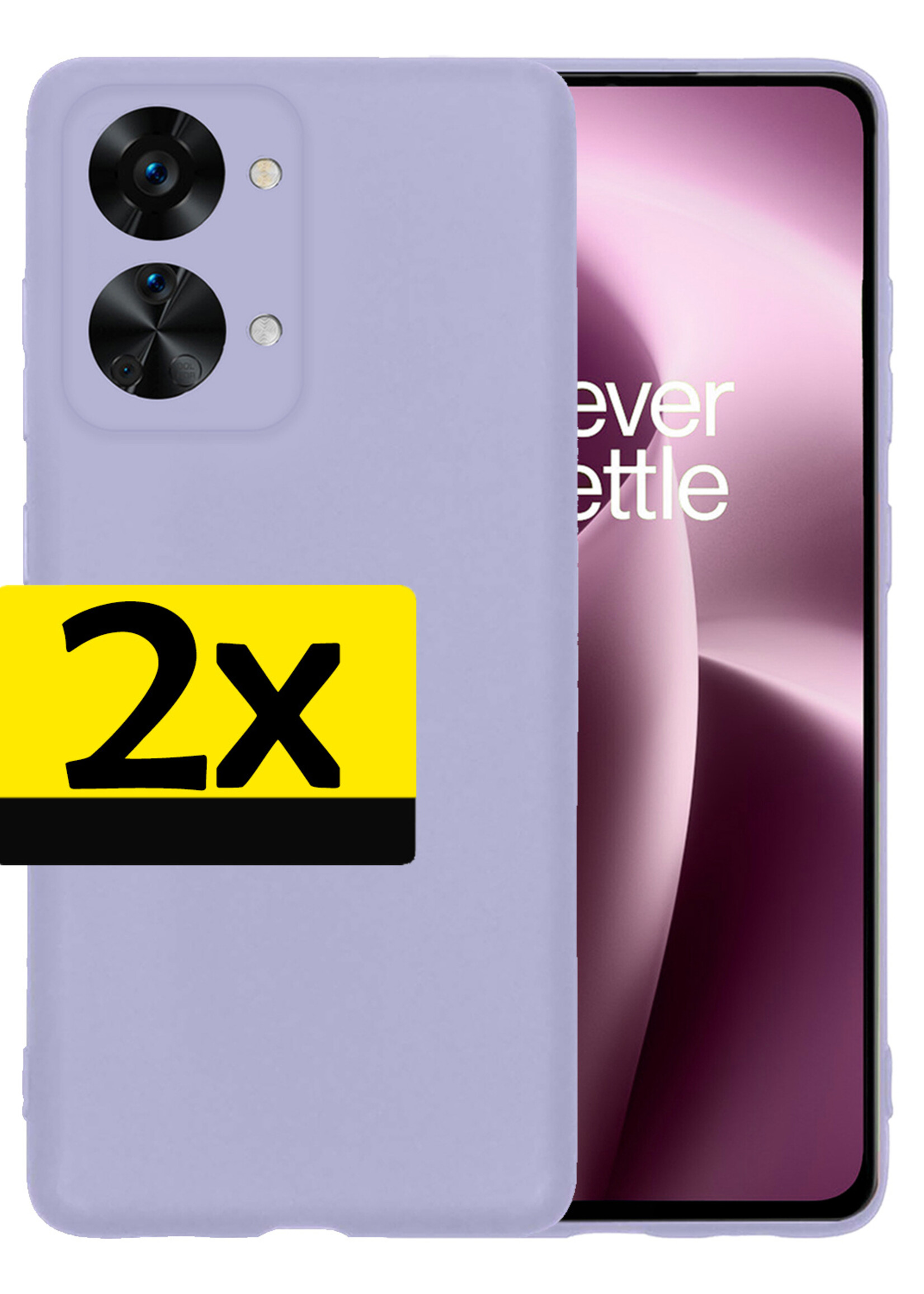 LUQ Hoesje Geschikt voor OnePlus Nord 2T Hoesje Siliconen Case - Hoes Geschikt voor OnePlus Nord 2T Hoes Siliconen - Lila - 2 Stuks