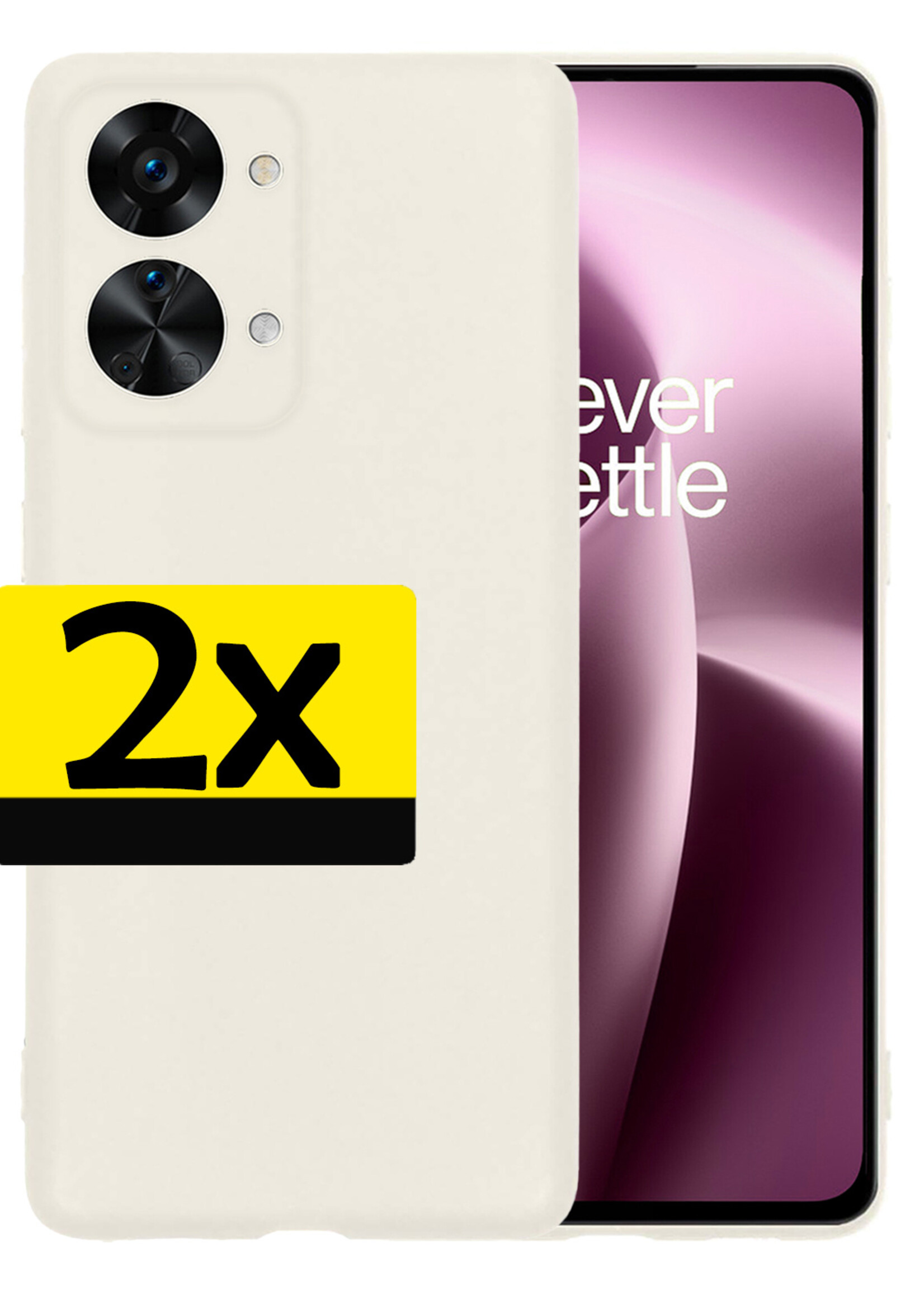 LUQ Hoesje Geschikt voor OnePlus Nord 2T Hoesje Siliconen Case - Hoes Geschikt voor OnePlus Nord 2T Hoes Siliconen - Wit - 2 Stuks