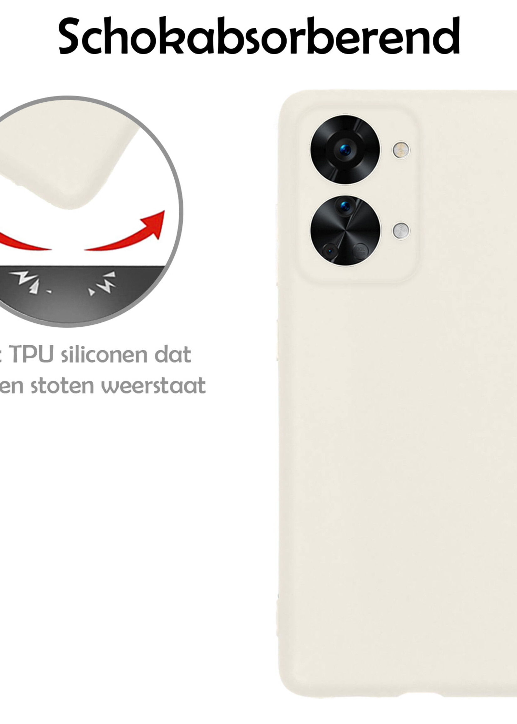 LUQ Hoesje Geschikt voor OnePlus Nord 2T Hoesje Siliconen Case - Hoes Geschikt voor OnePlus Nord 2T Hoes Siliconen - Wit - 2 Stuks