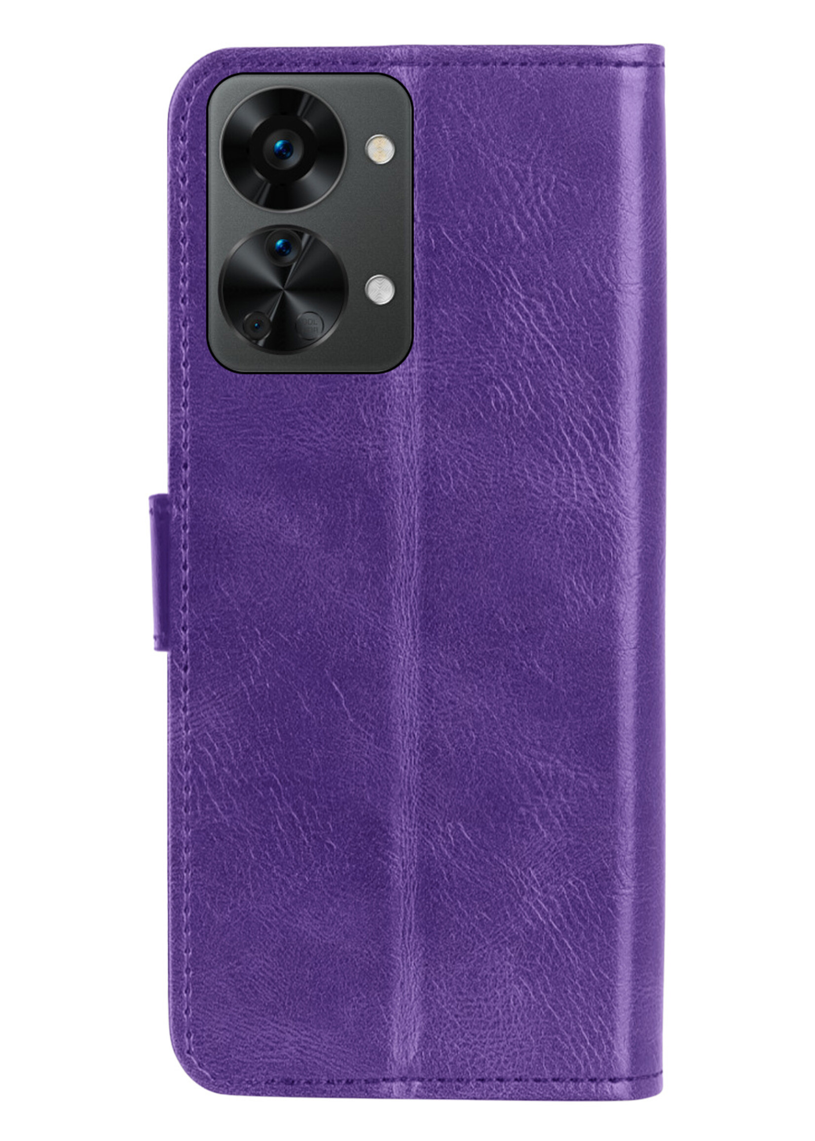 LUQ Hoesje Geschikt voor OnePlus Nord 2T Hoesje Book Case Hoes Wallet Cover - Hoes Geschikt voor OnePlus Nord 2T Hoesje Bookcase Hoes - Paars