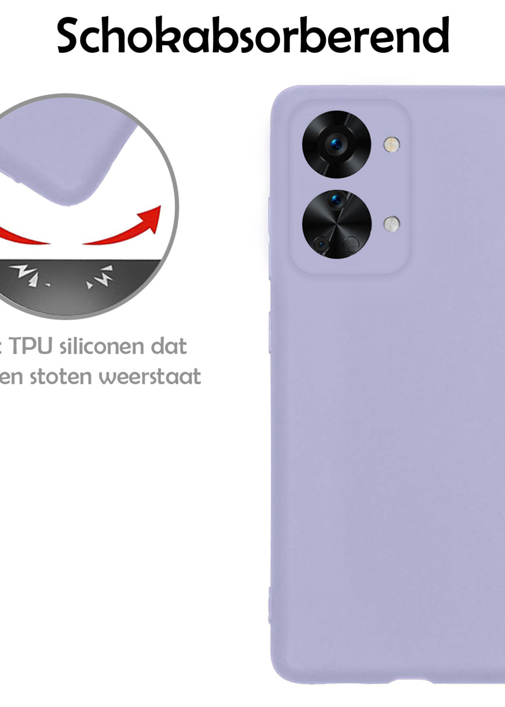 LUQ Hoesje Geschikt voor OnePlus Nord 2T Hoesje Siliconen Case Met Screenprotector - Hoes Geschikt voor OnePlus Nord 2T Hoes Siliconen - Lila