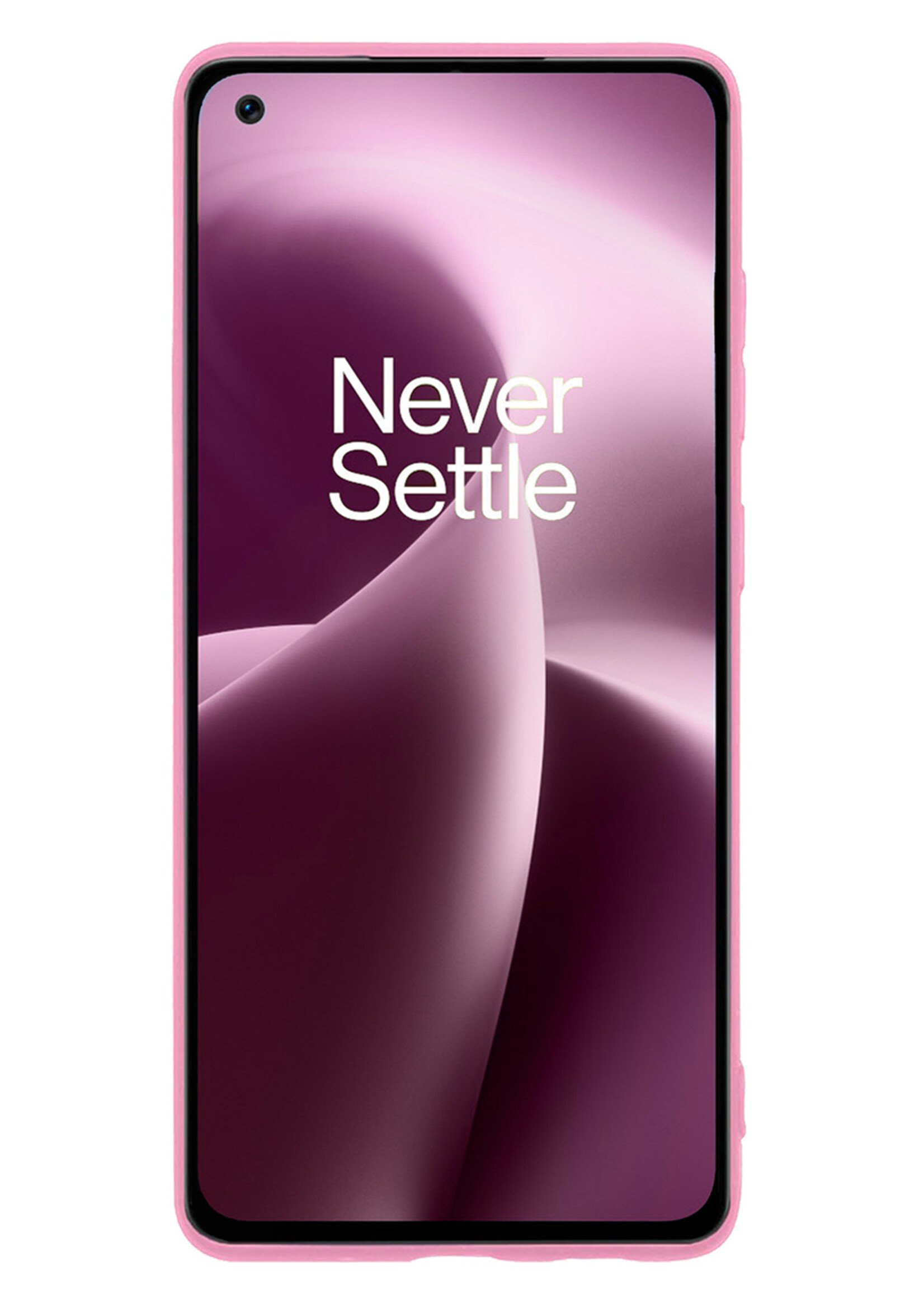 LUQ Hoesje Geschikt voor OnePlus Nord 2T Hoesje Siliconen Case Met Screenprotector - Hoes Geschikt voor OnePlus Nord 2T Hoes Siliconen - Lichtroze