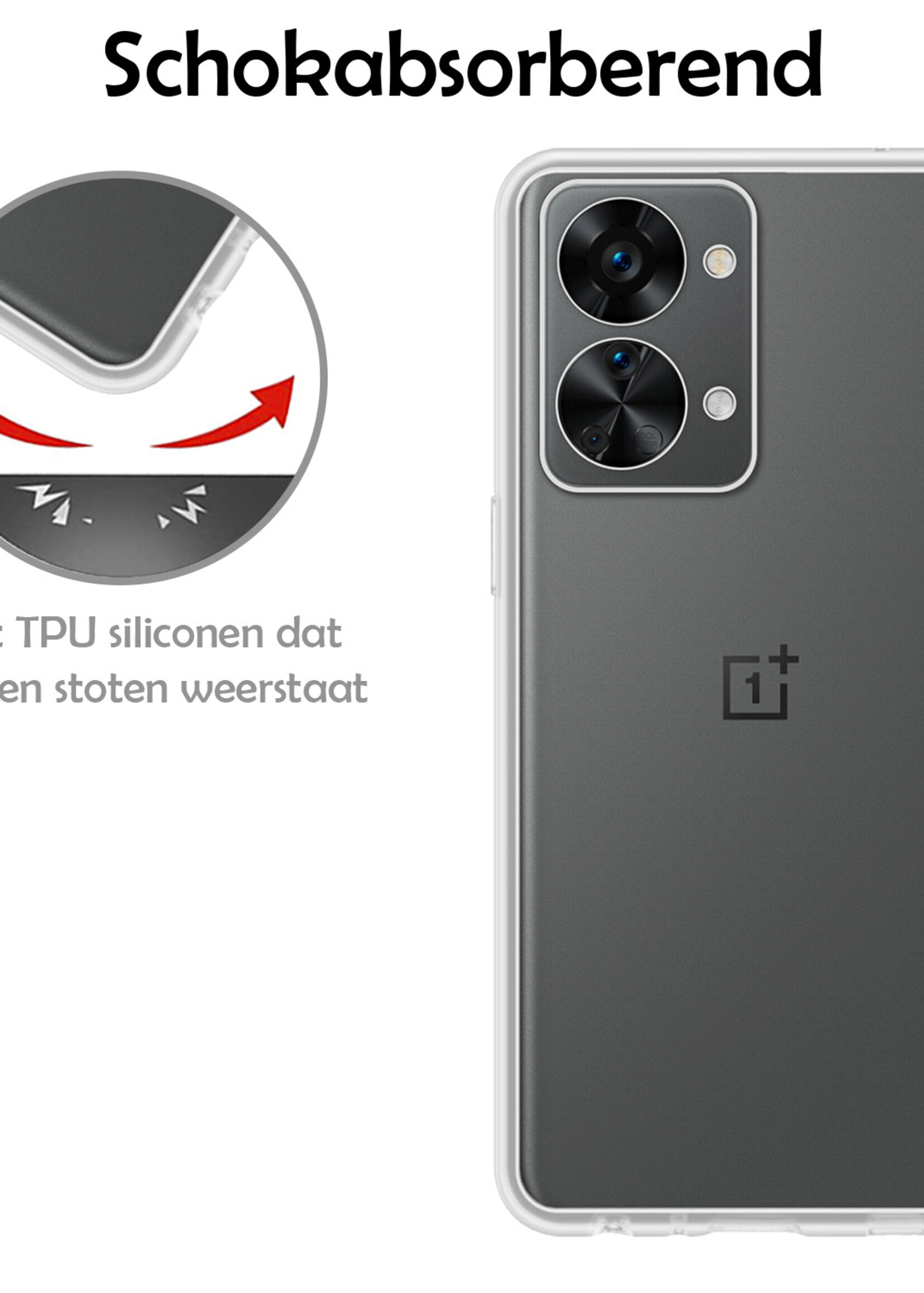 LUQ Hoesje Geschikt voor OnePlus Nord 2T Hoesje Siliconen Case Met Screenprotector - Hoes Geschikt voor OnePlus Nord 2T Hoes Siliconen - Transparant