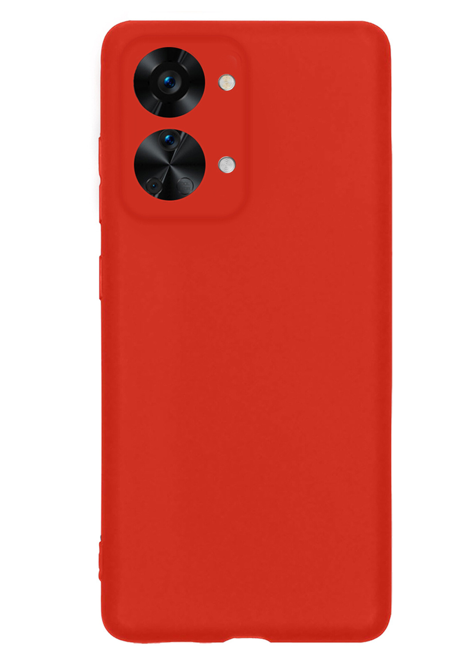 LUQ Hoesje Geschikt voor OnePlus Nord 2T Hoesje Siliconen Case Met 2x Screenprotector - Hoes Geschikt voor OnePlus Nord 2T Hoes Siliconen - Rood