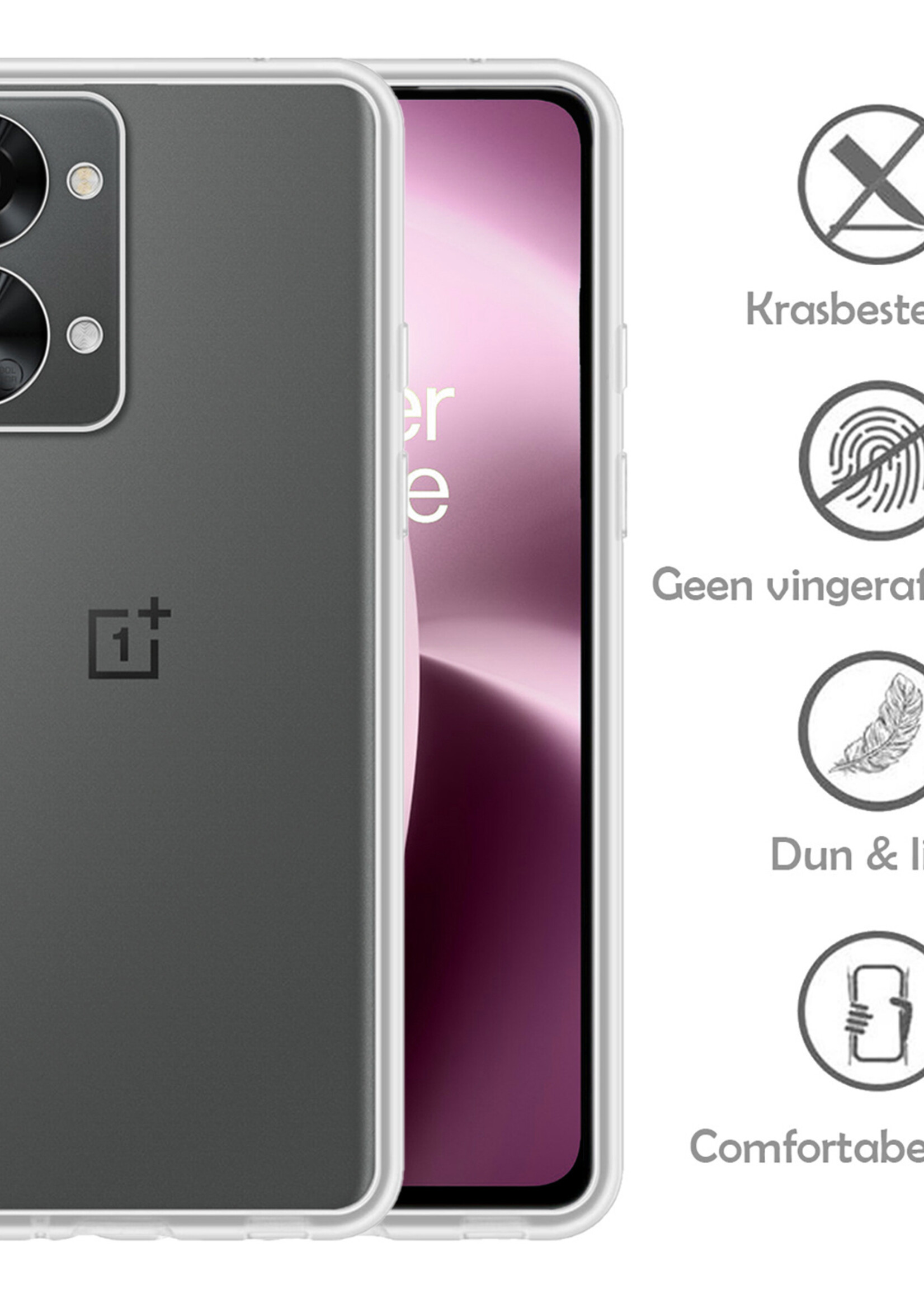 LUQ Hoesje Geschikt voor OnePlus Nord 2T Hoesje Siliconen Case Met 2x Screenprotector - Hoes Geschikt voor OnePlus Nord 2T Hoes Siliconen - Transparant