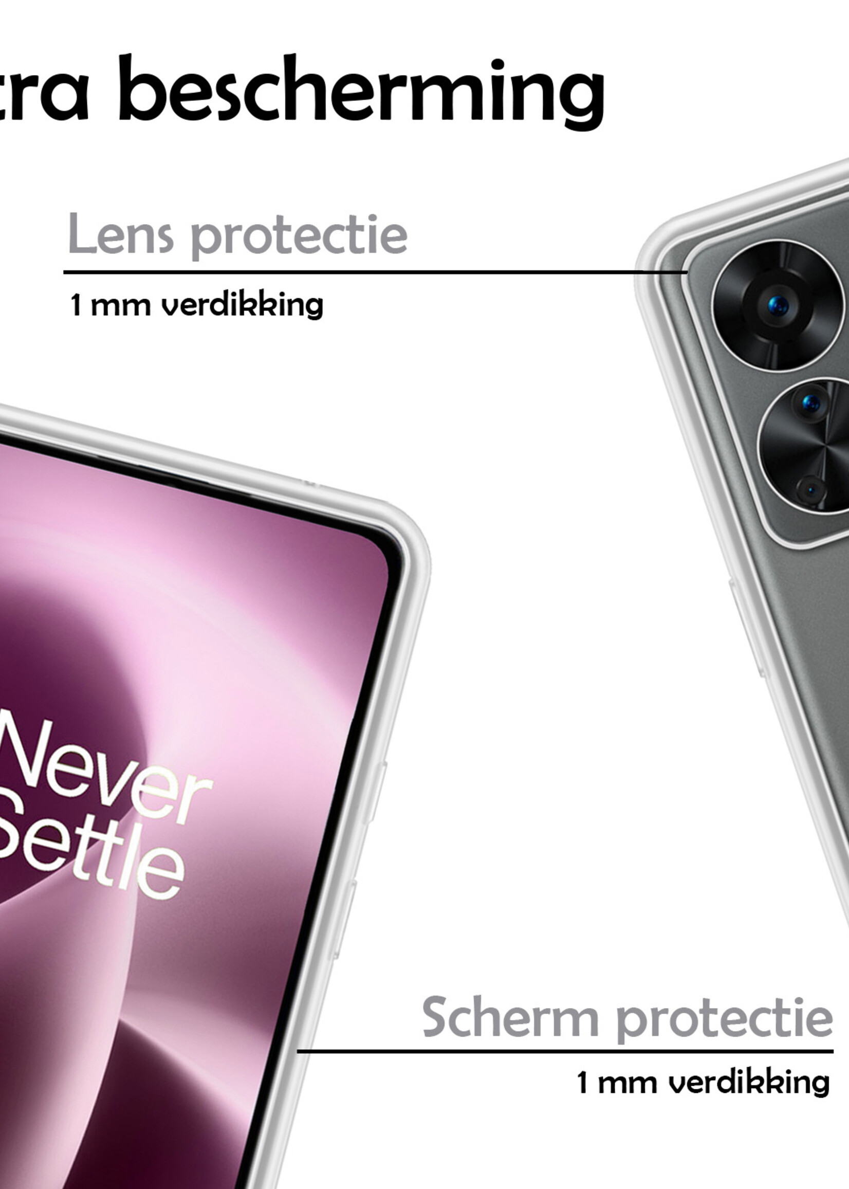 LUQ Hoesje Geschikt voor OnePlus Nord 2T Hoesje Siliconen Case Met 2x Screenprotector - Hoes Geschikt voor OnePlus Nord 2T Hoes Siliconen - Transparant