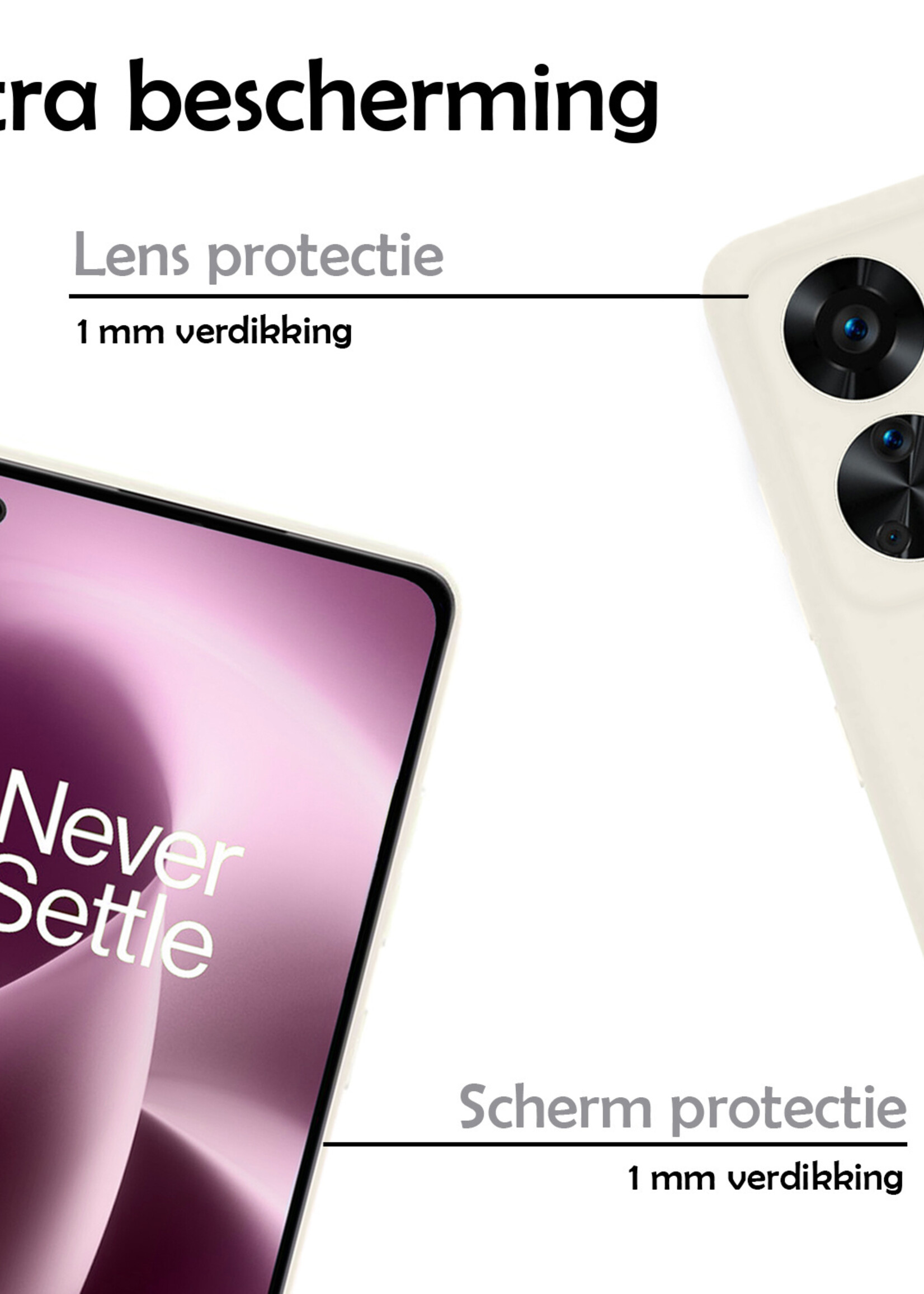 LUQ Hoesje Geschikt voor OnePlus Nord 2T Hoesje Siliconen Case Met 2x Screenprotector - Hoes Geschikt voor OnePlus Nord 2T Hoes Siliconen - Wit